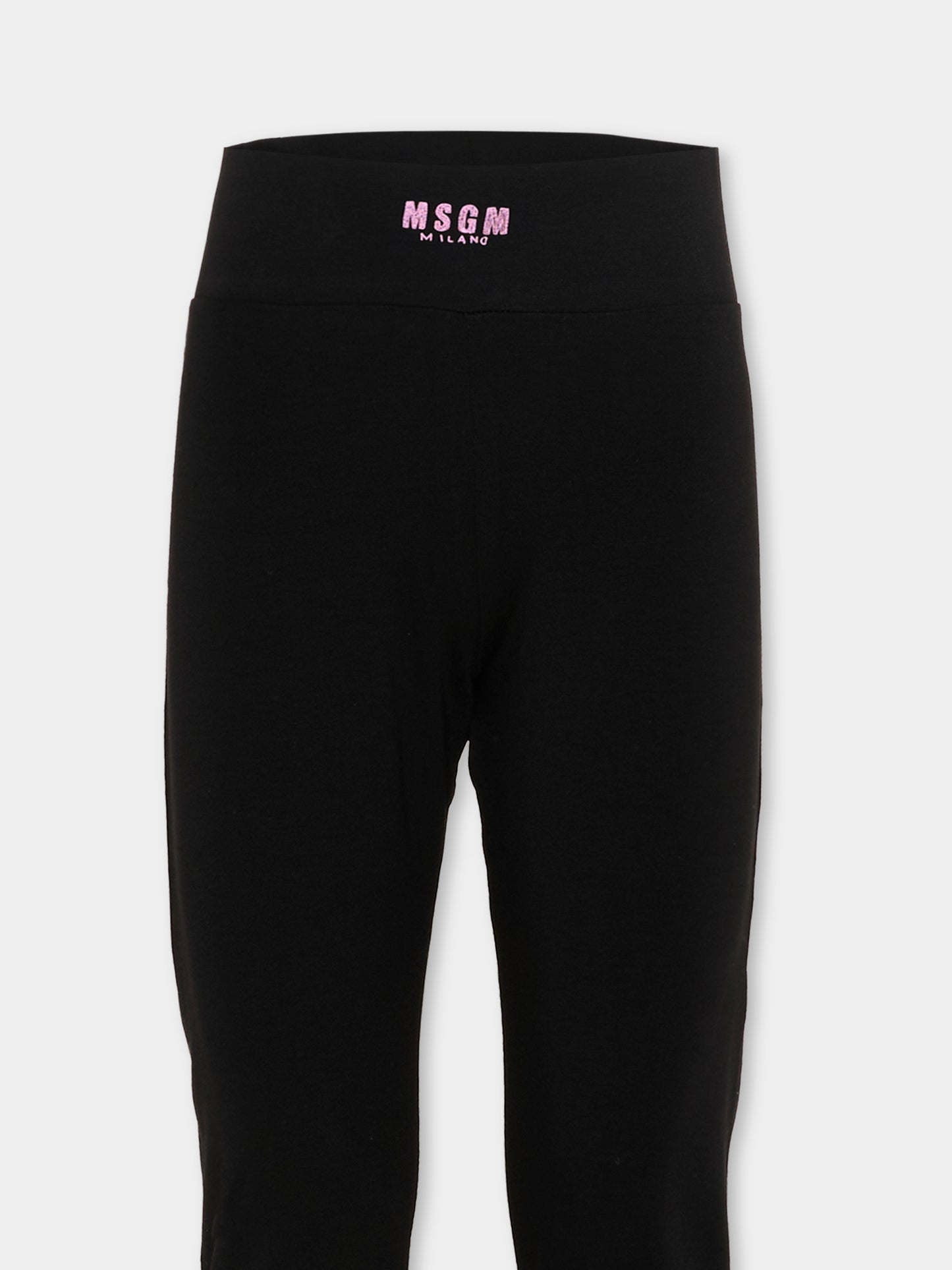 Leggings neri per bambina con logo,Msgm Kids,S6MSJGPA071 110/88