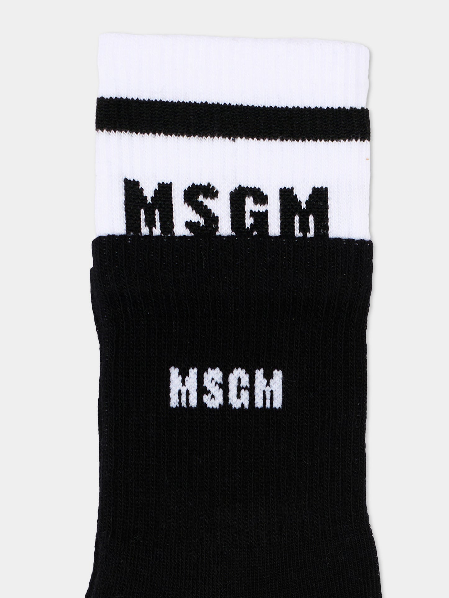 Calzini neri per bambini con logo,Msgm Kids,S6MSJUSO231 110/09