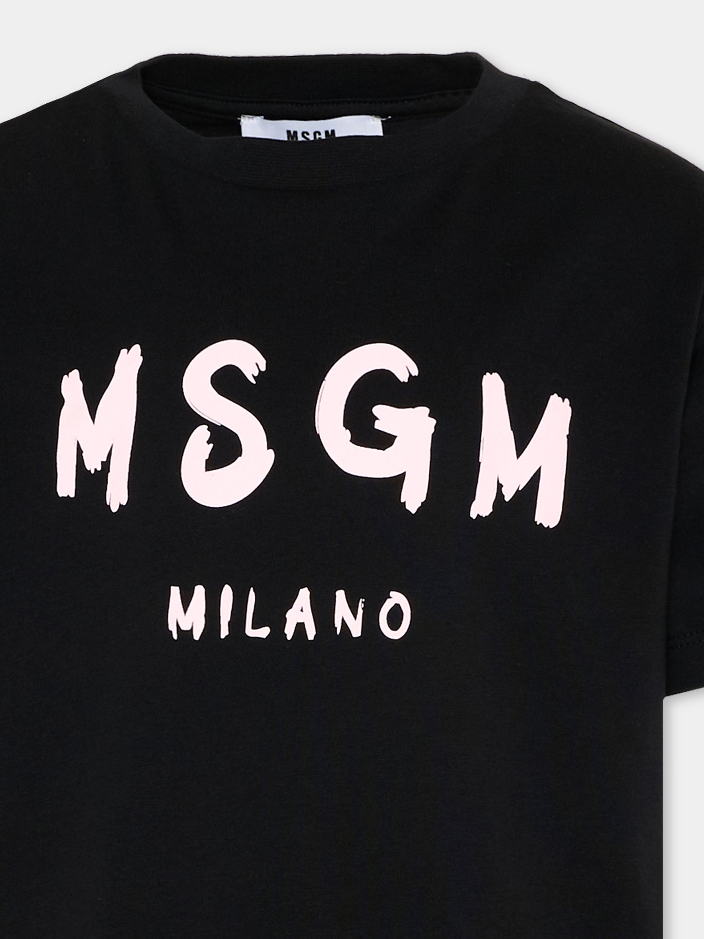T-Shirt nera per bambina con logo,Msgm Kids,S6MSJUTH001 110/88