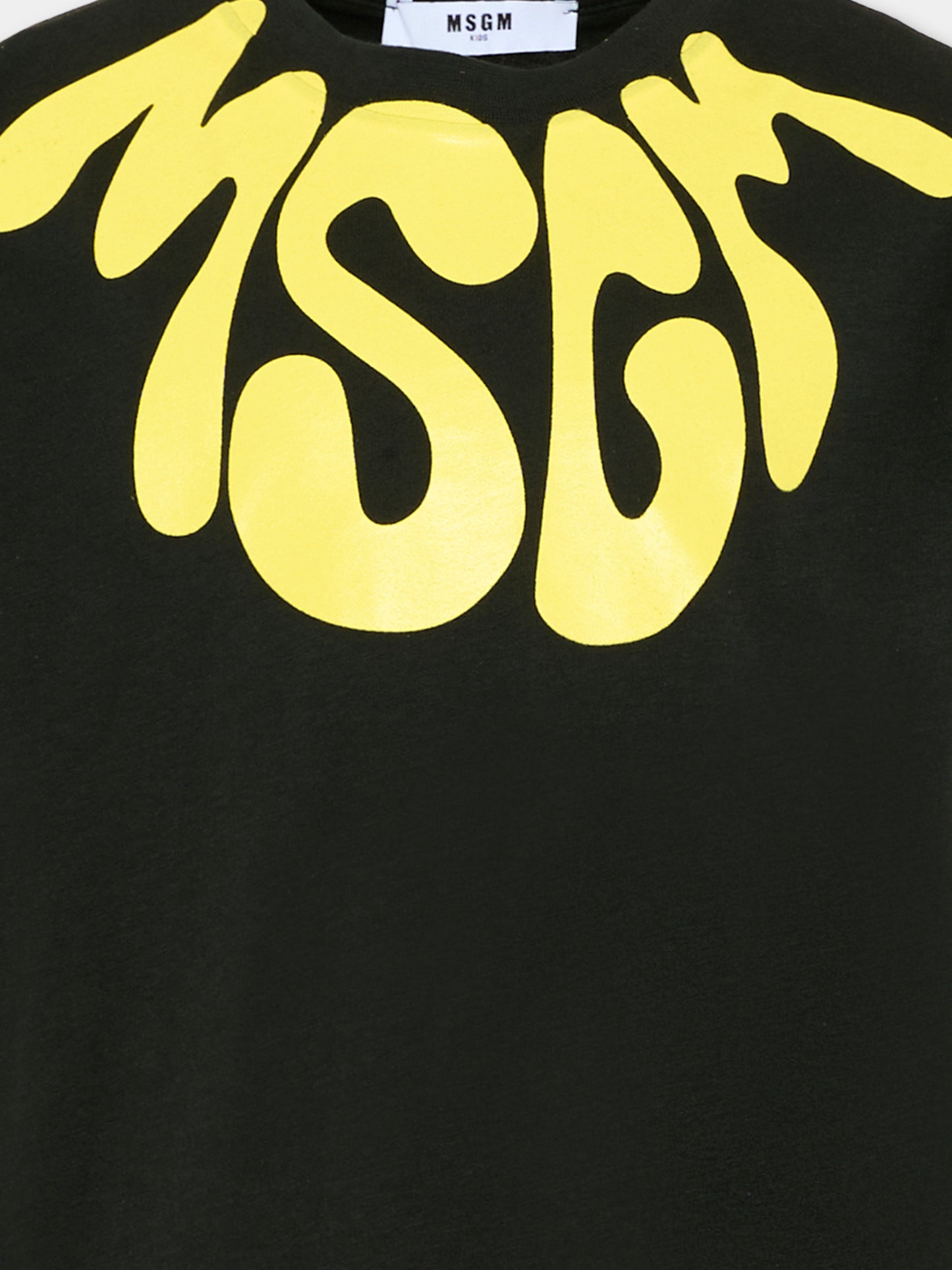 T-Shirt nera per bambini con logo,Msgm Kids,S6MSJUTH222 MS040
