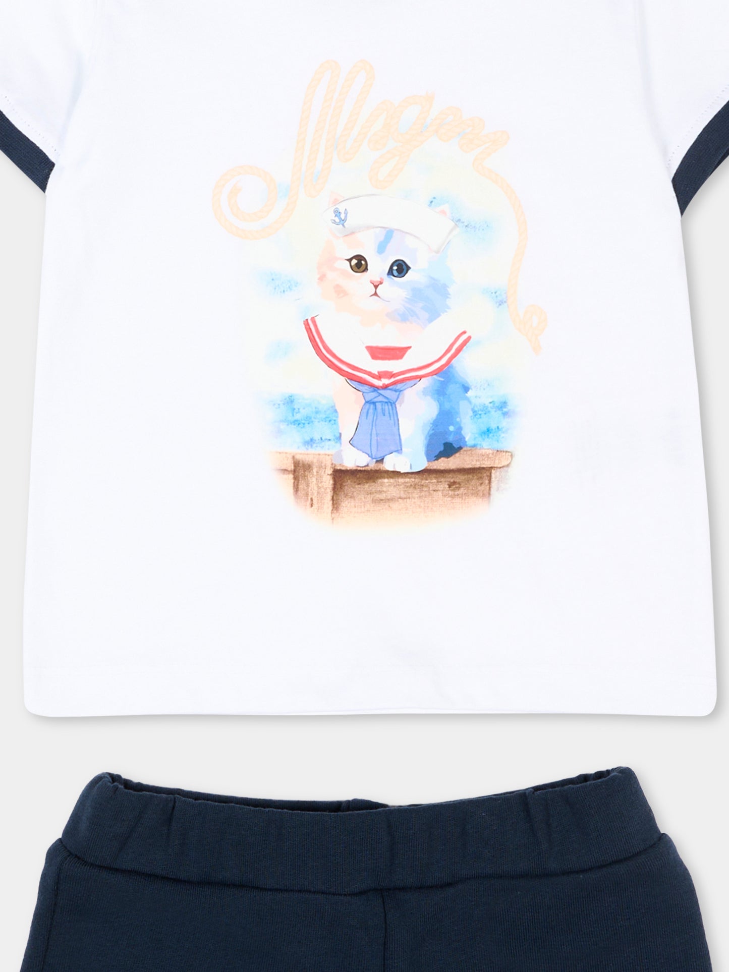 Completo sportivo multicolor per neonata con stampa gatto,Msgm Kids,S6MSNGTR269 001/83