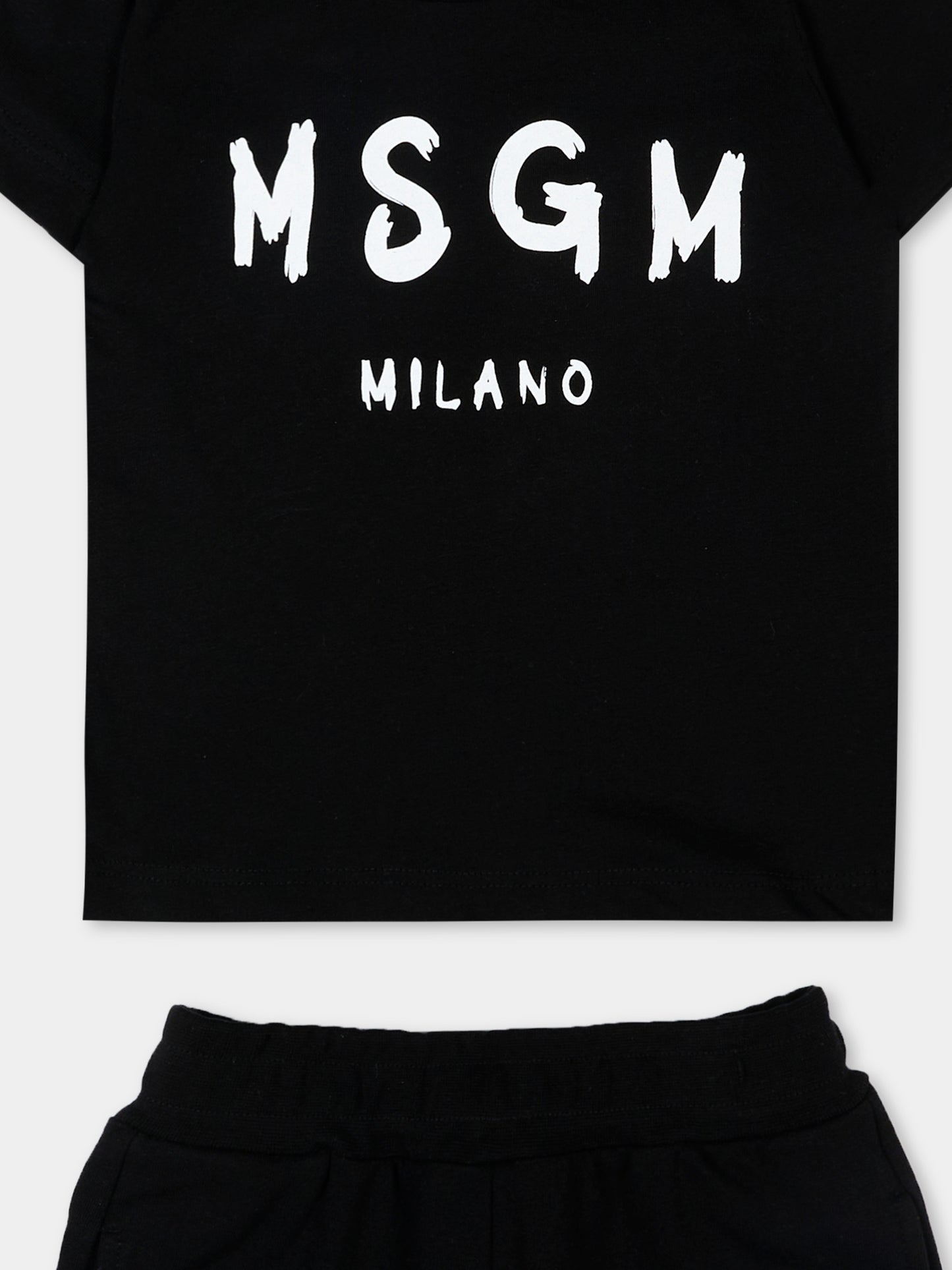 T-Shirt nera per neonati con logo,Msgm Kids,S6MSUNTR264 110