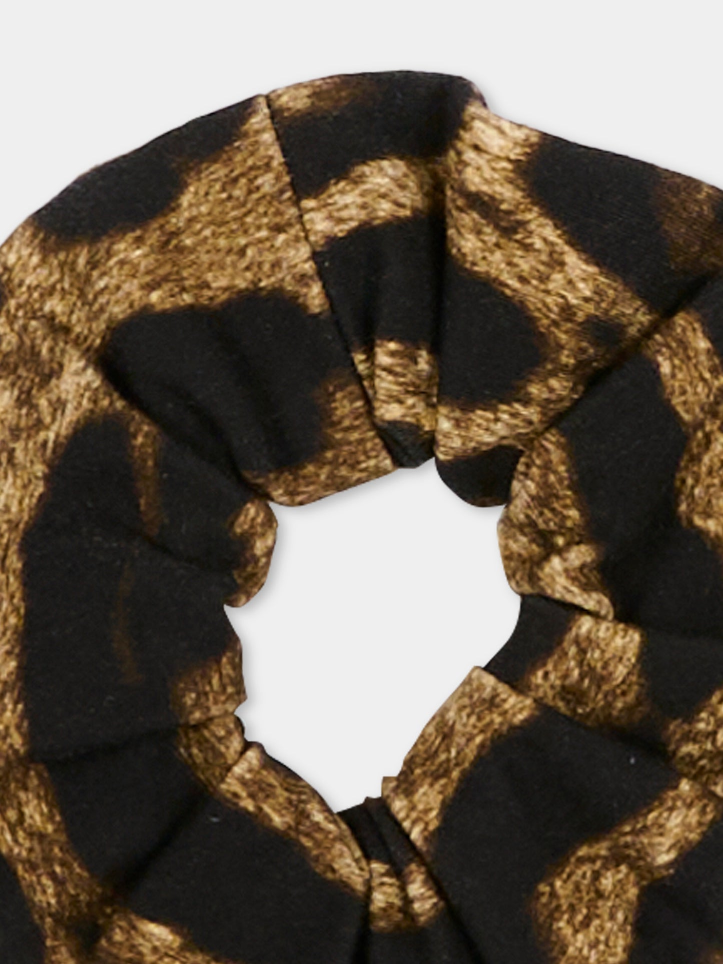 Elastico marrone per bambina con stampa animalier,Dolce & Gabbana Kids,LB7A12 FSGQX HY13M