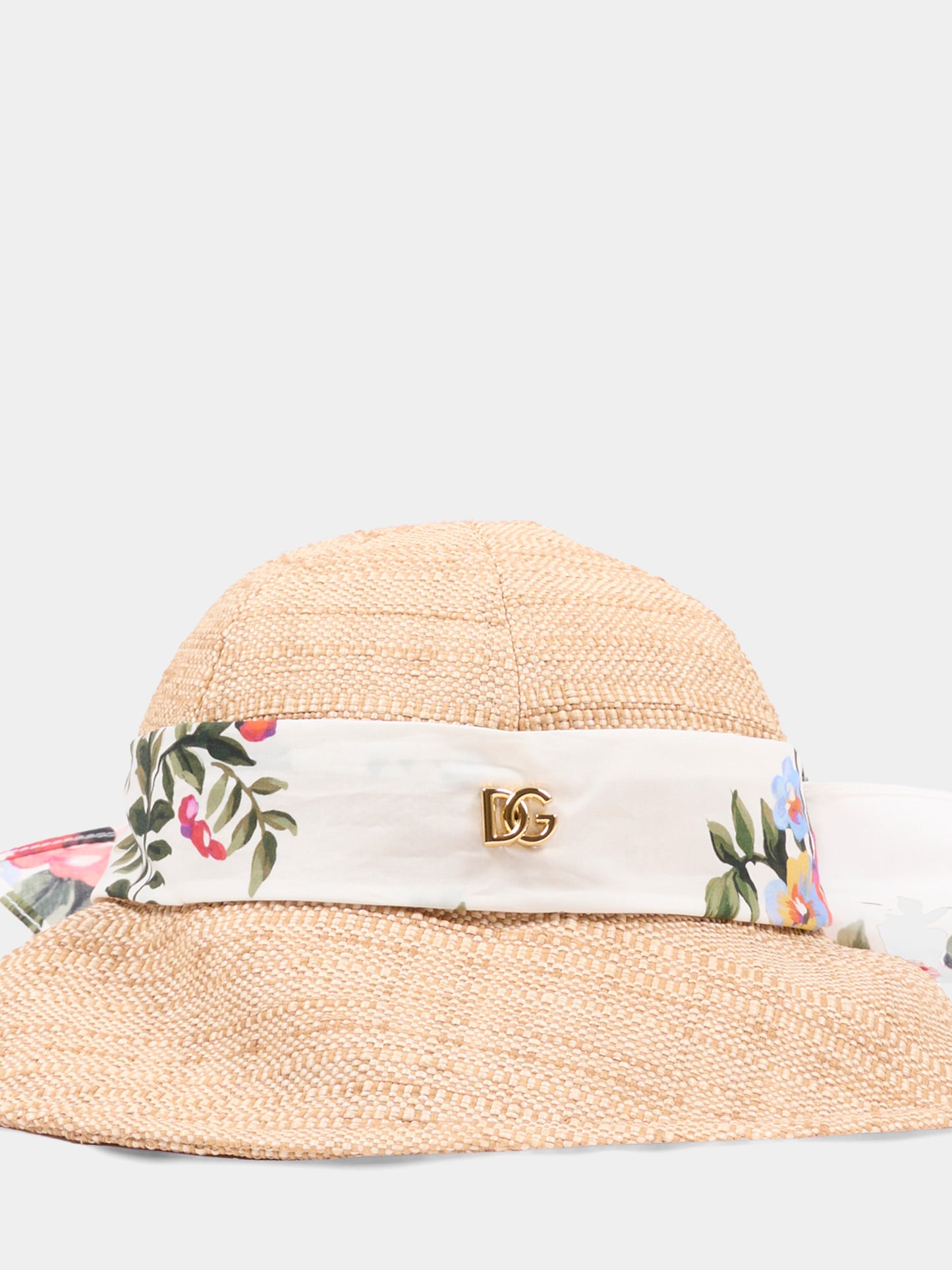 Cappello di paglia beige per bambina floreale,Dolce & Gabbana Kids,LB5H67 G7PWE S9000