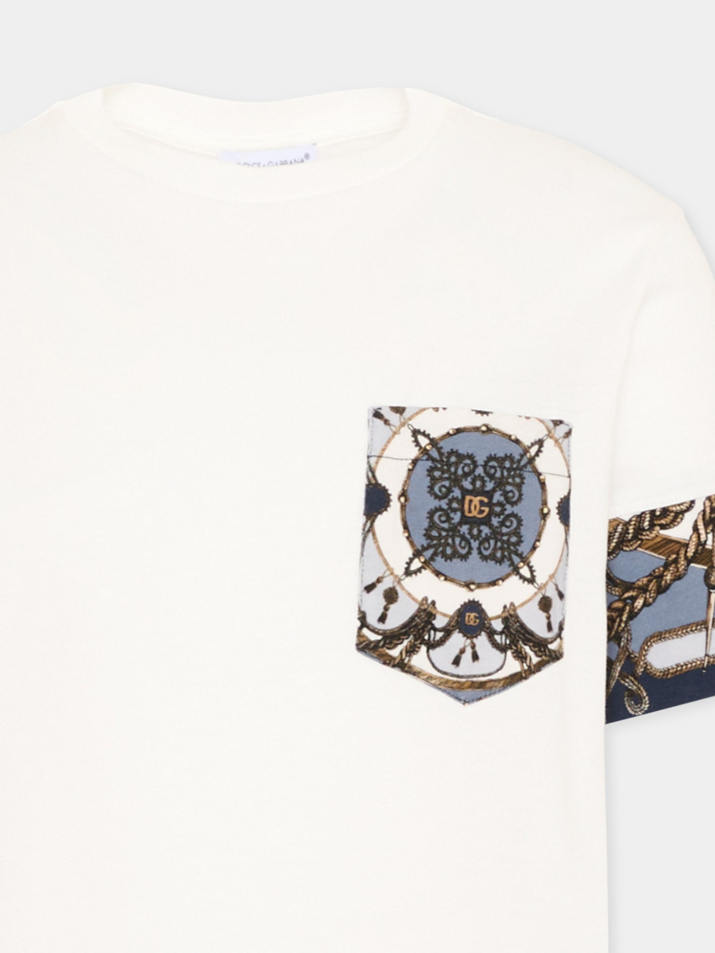 T-shirt bianca per bambino con stampa corde,Dolce & Gabbana Kids,L4JTJV II7JW HT5XB