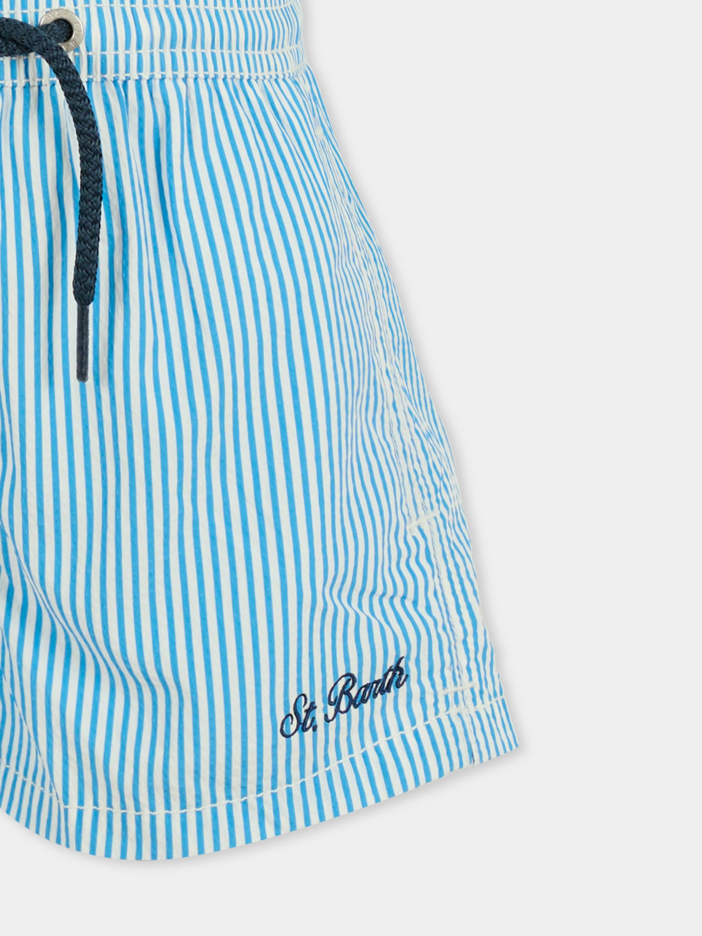 Boxer mare azzurro per bambino con logo ricamato,Mc2 Saint Barth,PATM002 01059H