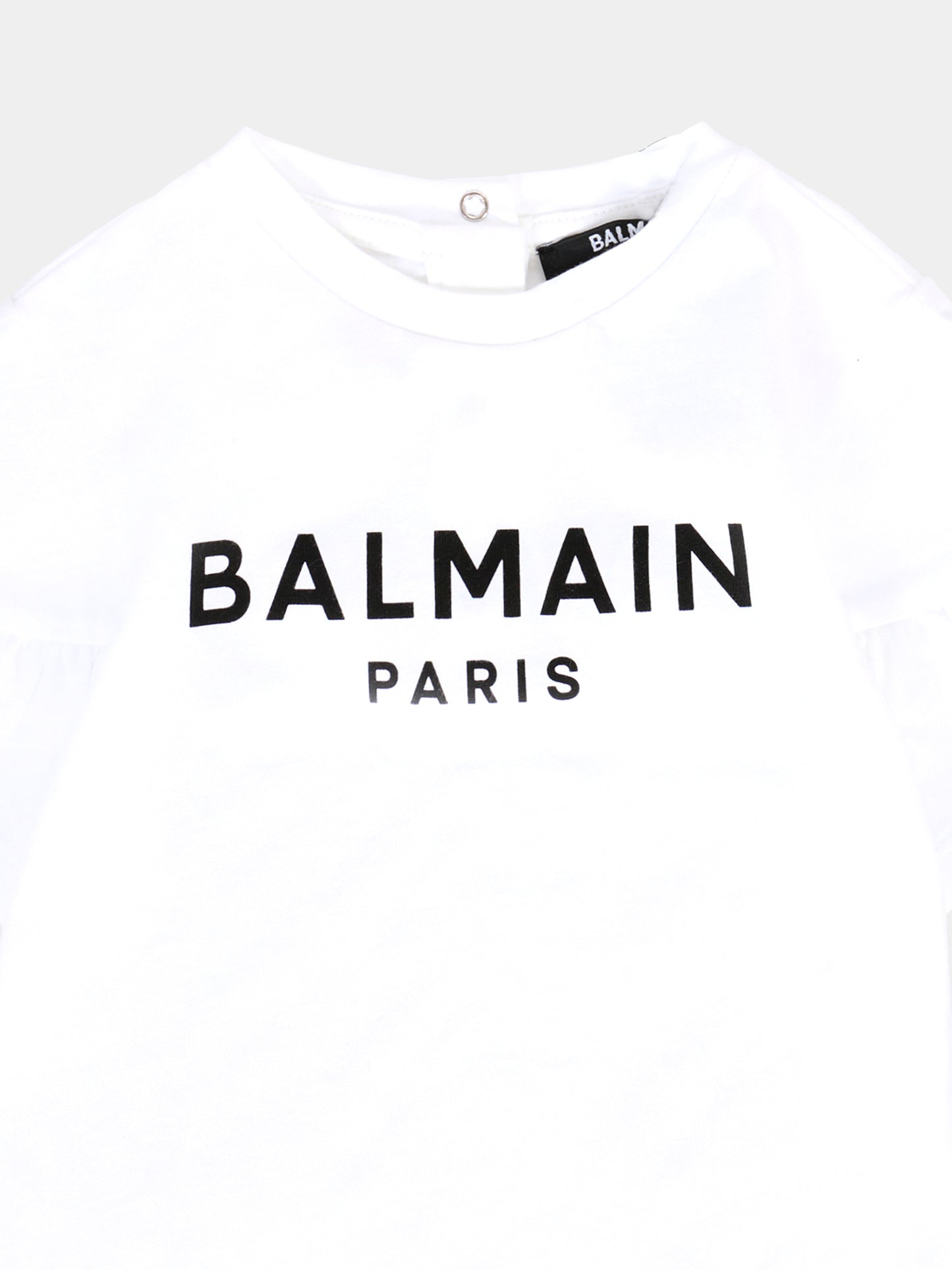 T-shirt bianca per neonati con logo nero,Balmain Kids,6R8001 Z0738 100NE