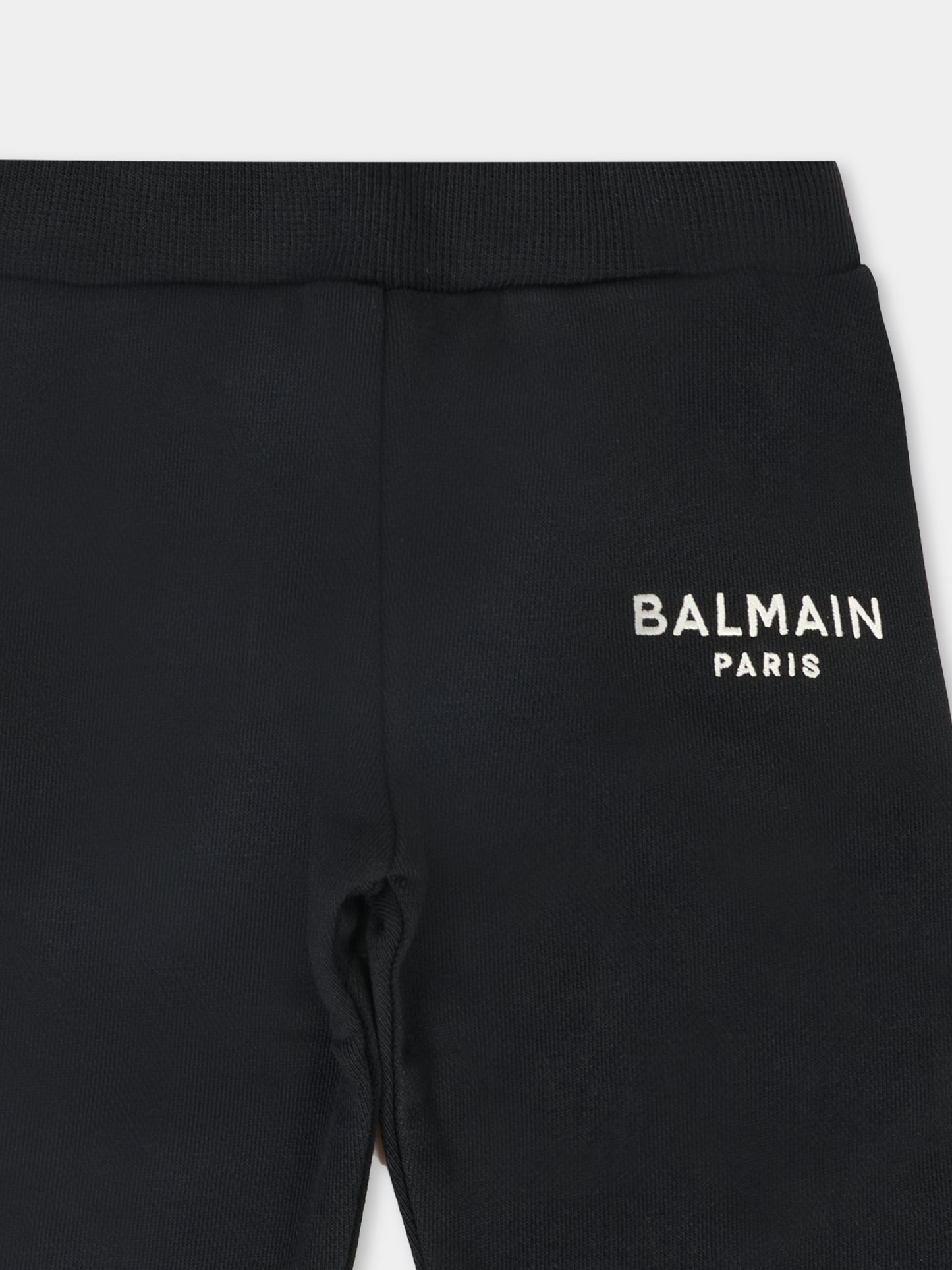 Pantaloni neri per neonati con logo,Balmain Kids,BT6520 Z0081 930AV