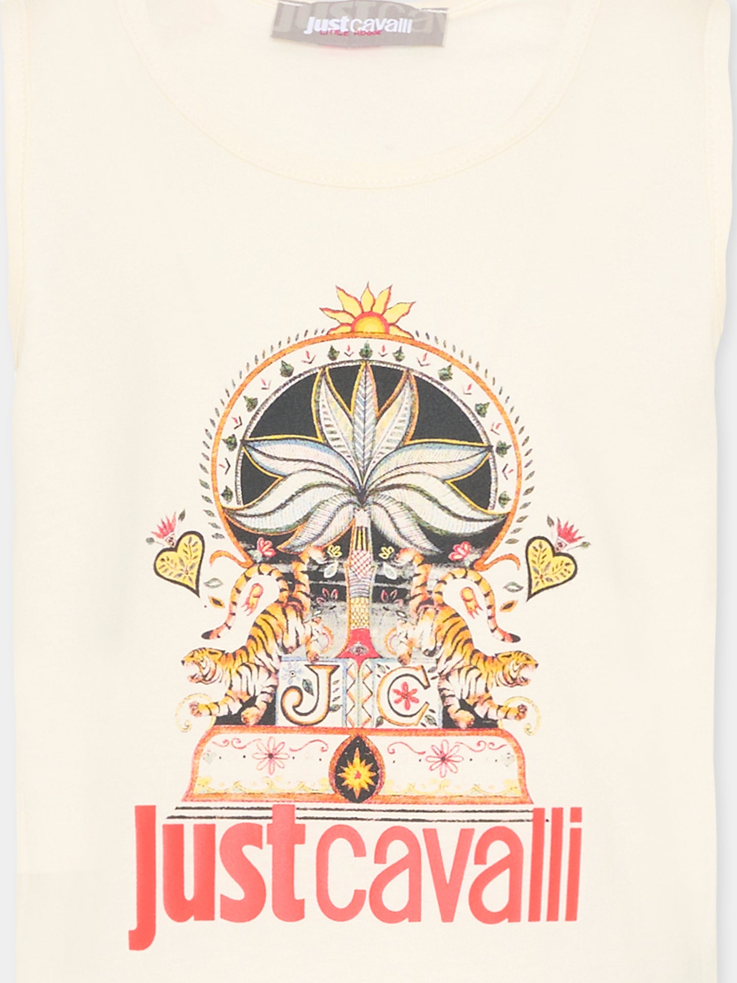 Canotta avorio per bambina con stampa tigri,Just Cavalli Kids,JGP26124CN PRISTINE