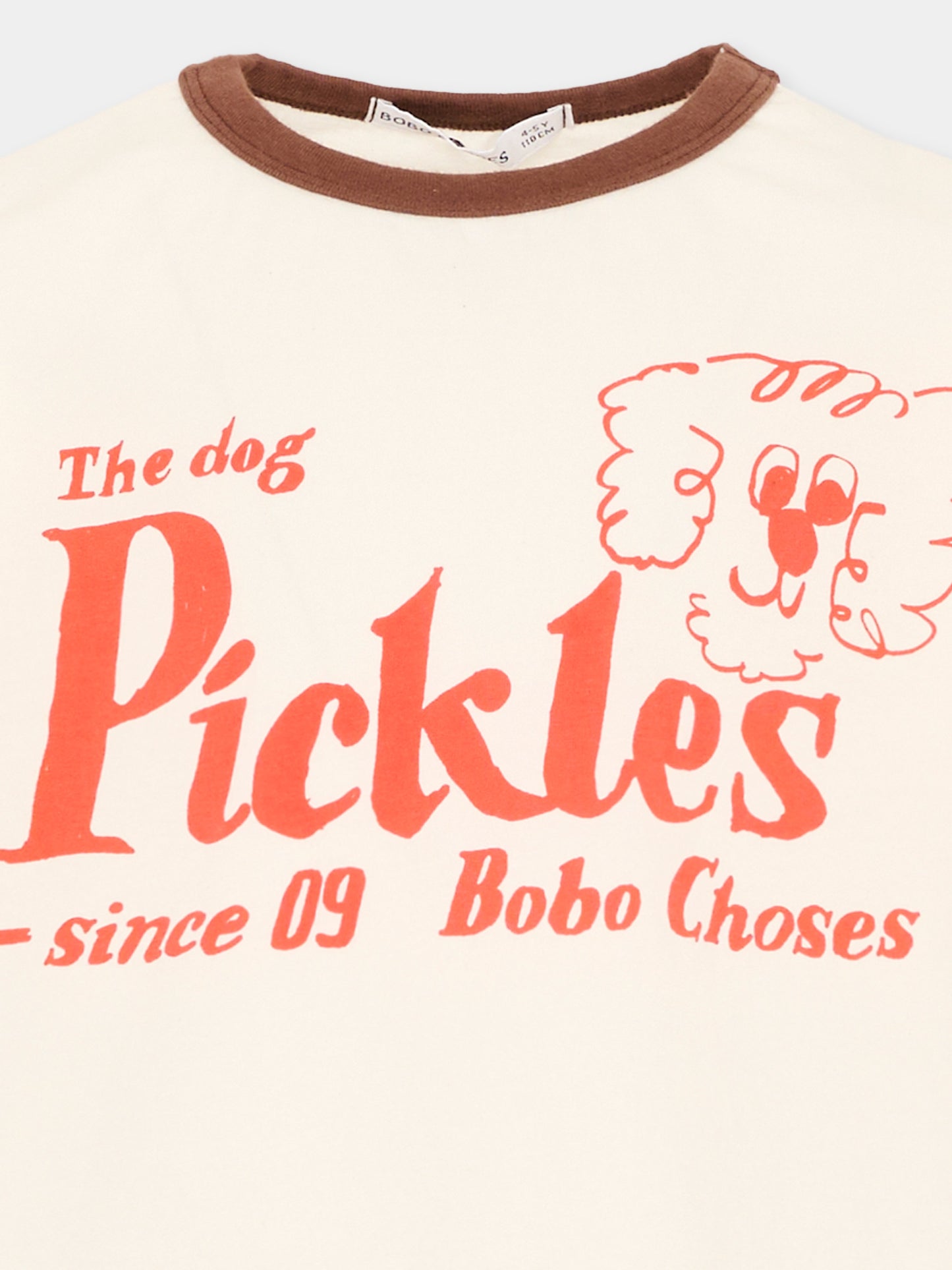 T-shirt beige per bambini con stampa cane,Bobo Choses,B126AC017