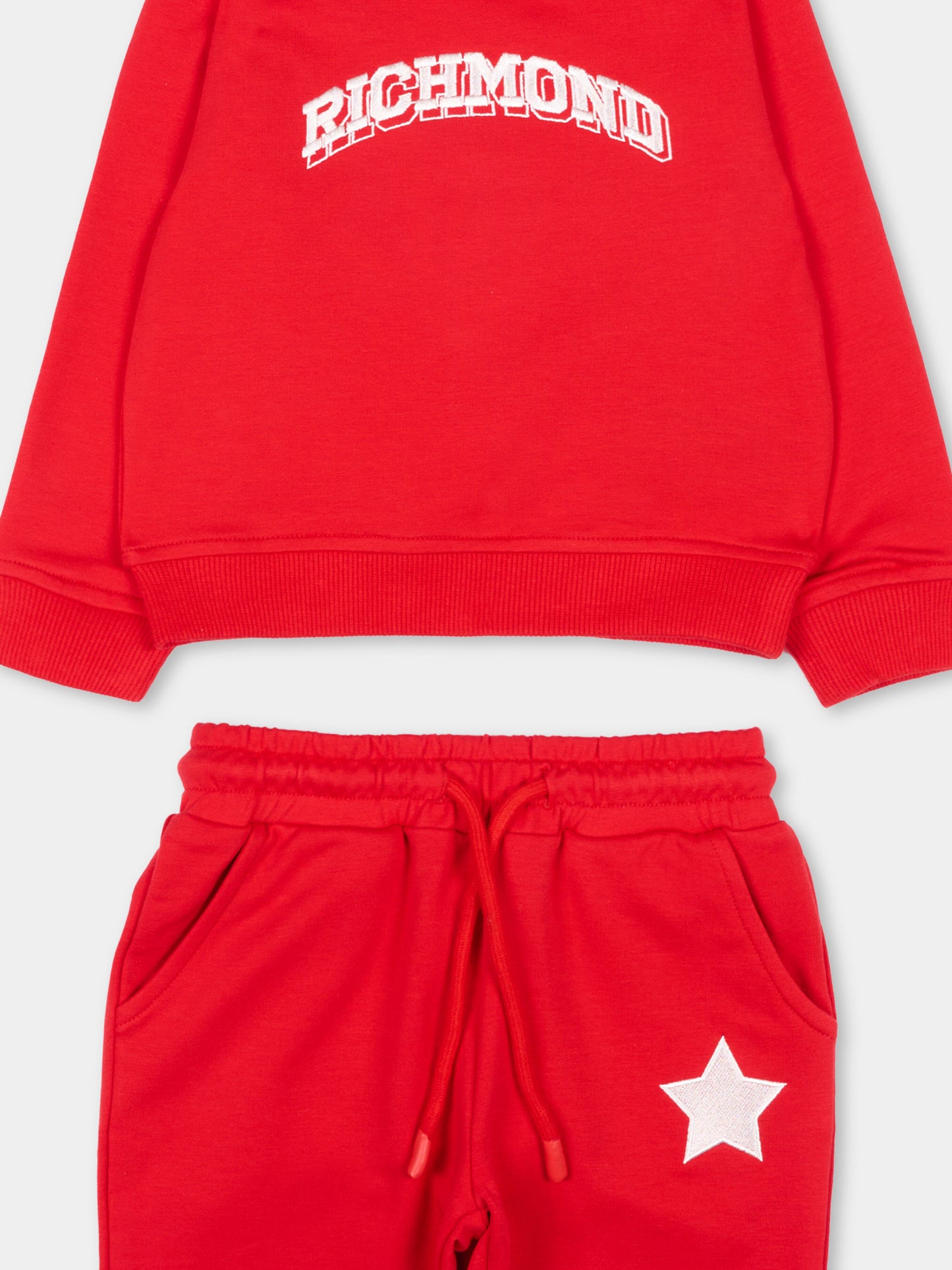 Completo sportivo rosso per neonato con logo,Richmond,RIP26136CF RED SALSA