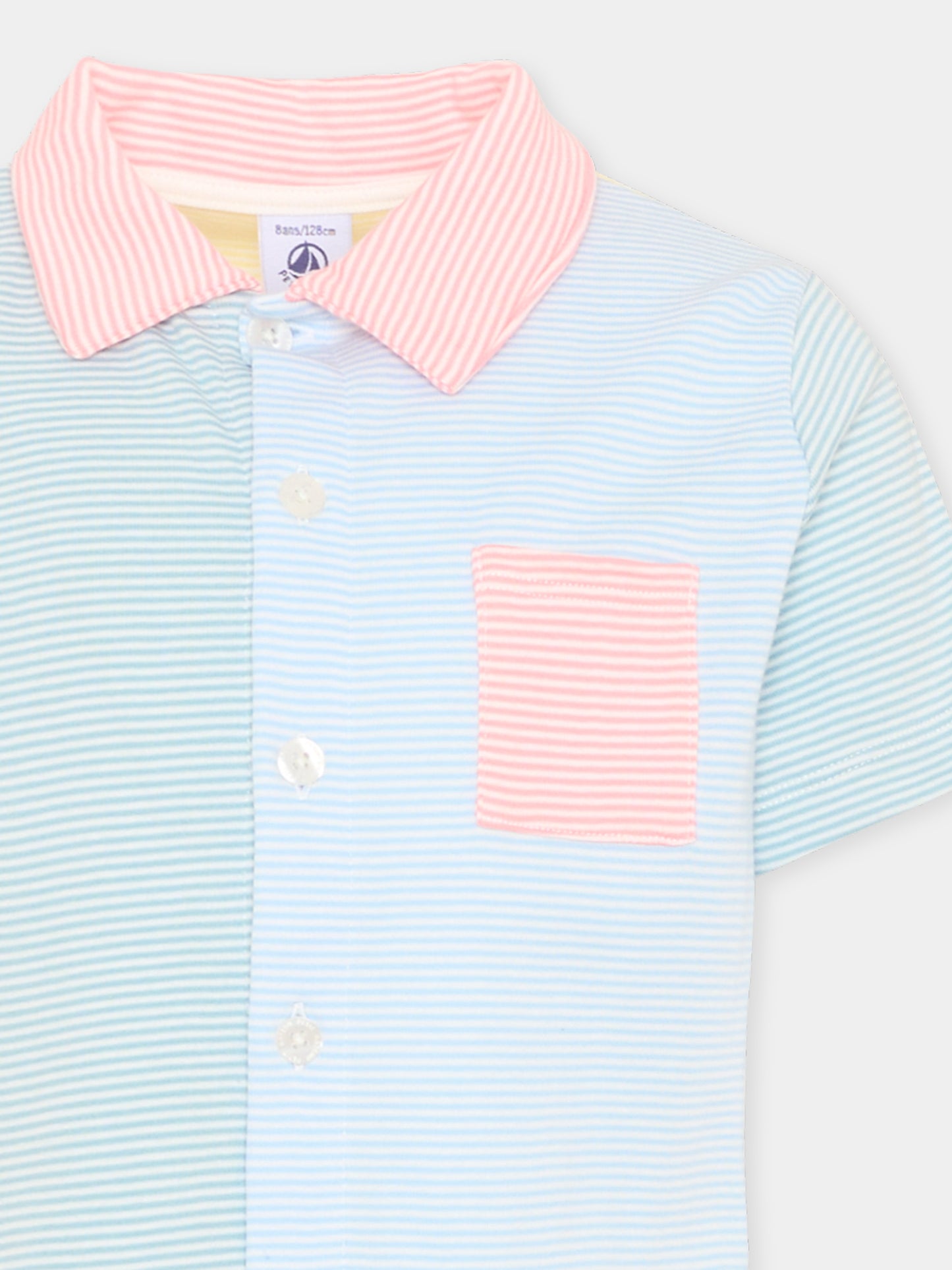 Pigiama multicolor per bambini a righe,Petit Bateau,A0F1M MARSHMALLOW/MULTICO 01