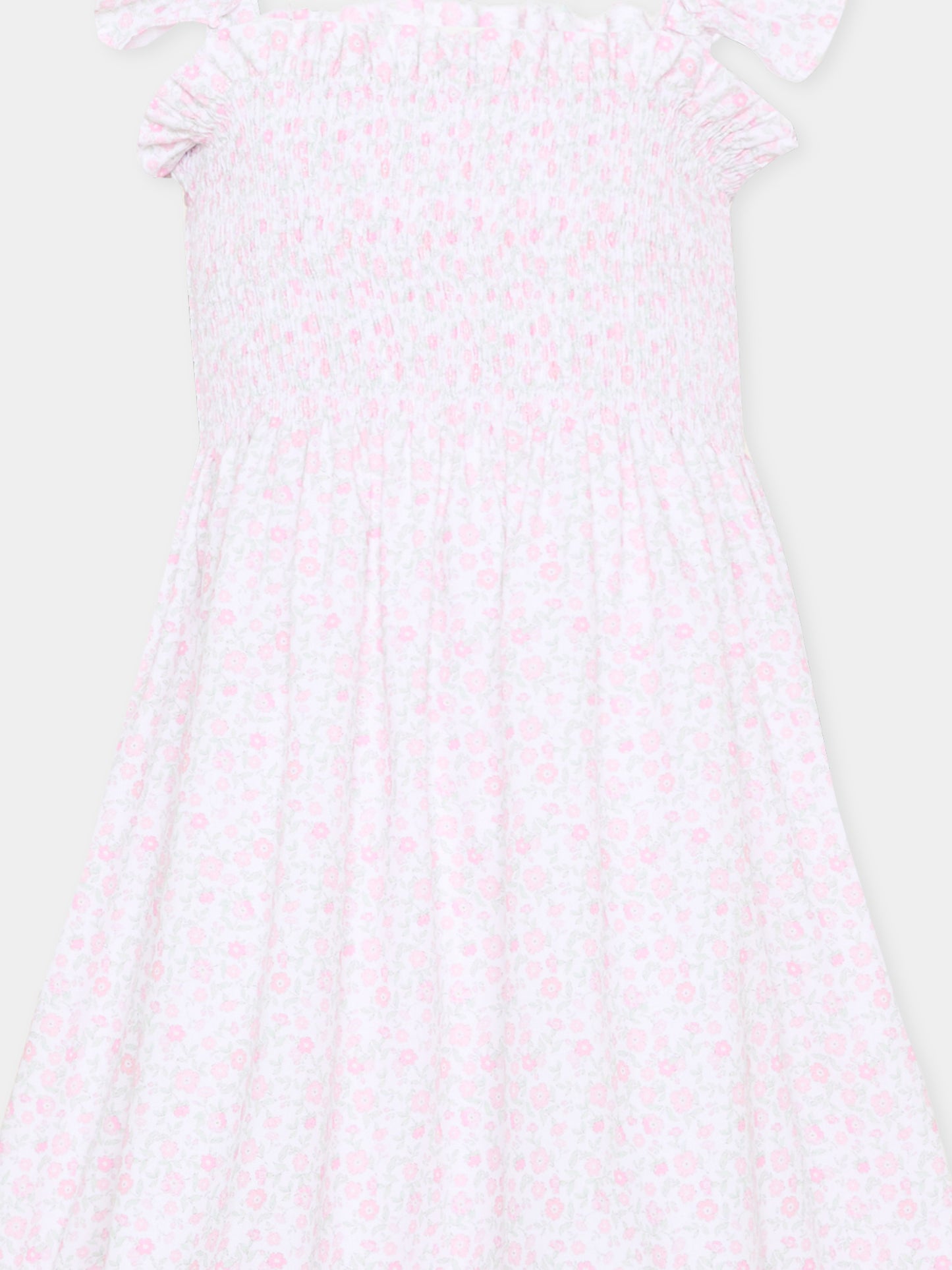 Vestito rosa per bambina con stampa floreale,Patachou,PAP VET4233621 Z0155