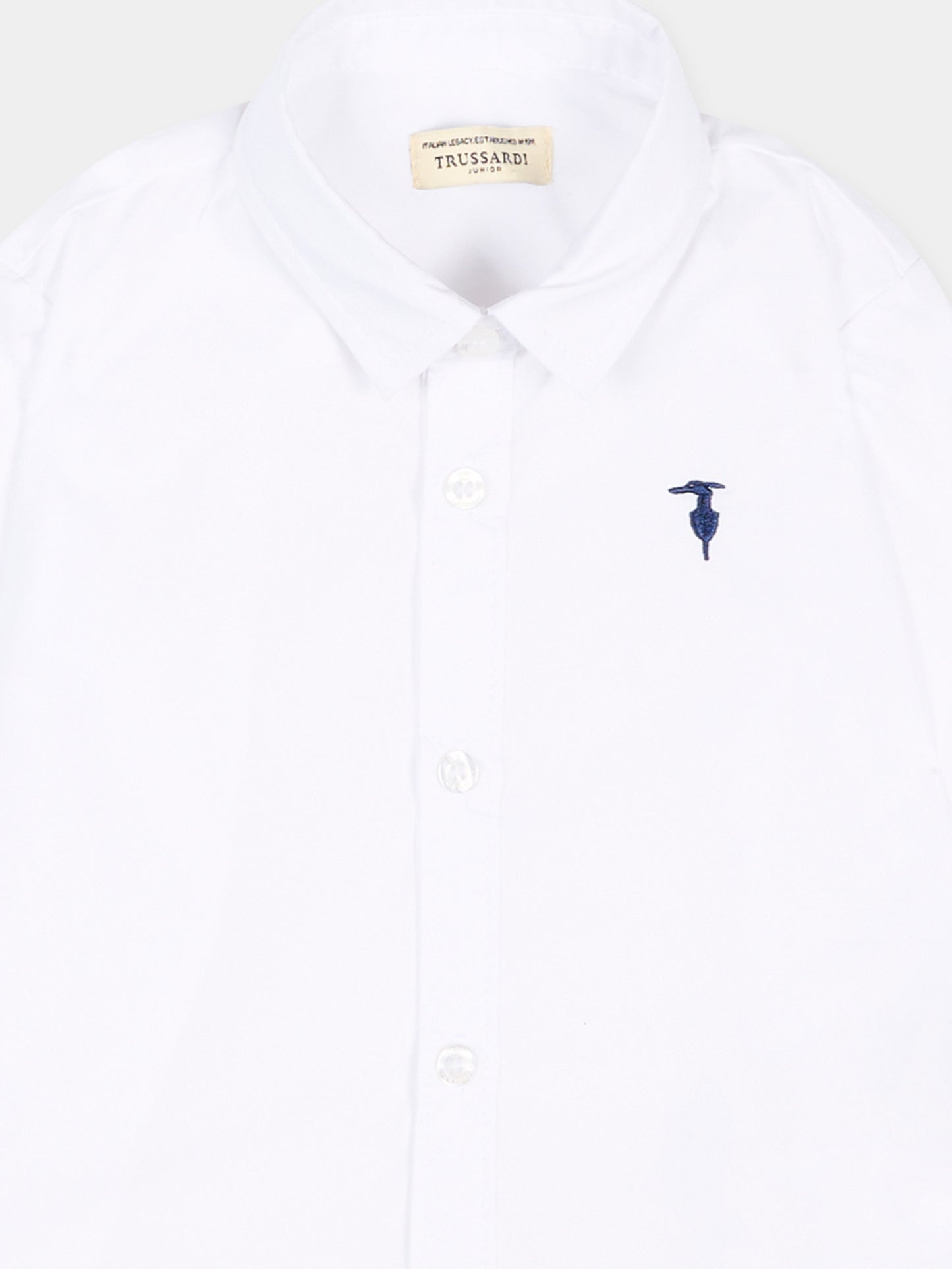 Camicia bianca per neonato con levriero,Trussardi Junior,TIP26145CA WHITE