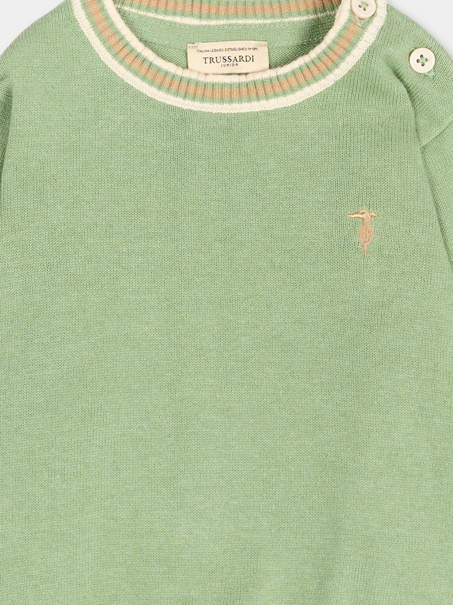 Maglione verde per neonato con levriero,Trussardi Junior,TIP26055MA GREEN BASIL