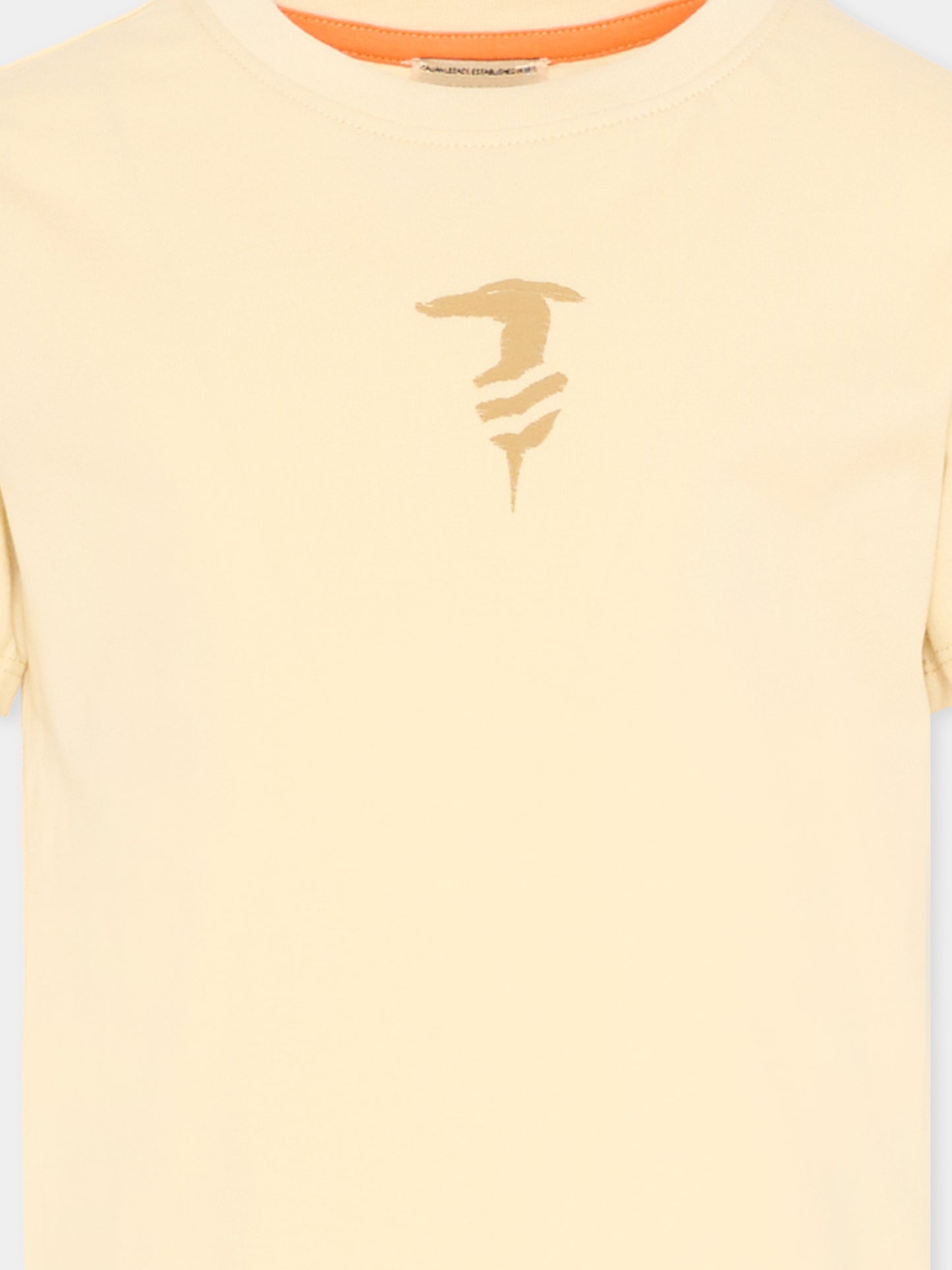 T-Shirt beige per bambino con logo,Trussardi Junior,TIP26048TS BEIGE NEW ECRU