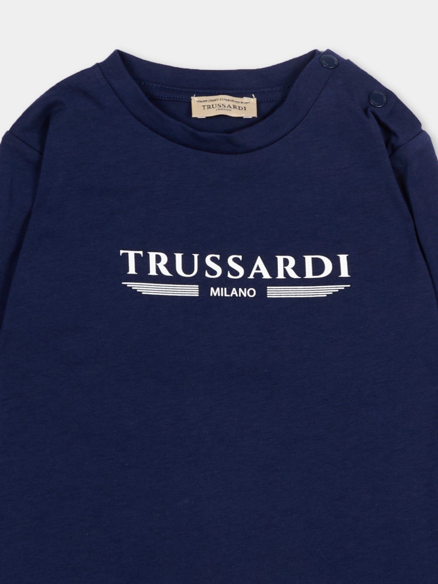 T-shirt blu per neonato con logo,Trussardi Junior,TIP26106TS BLUE ESTATE