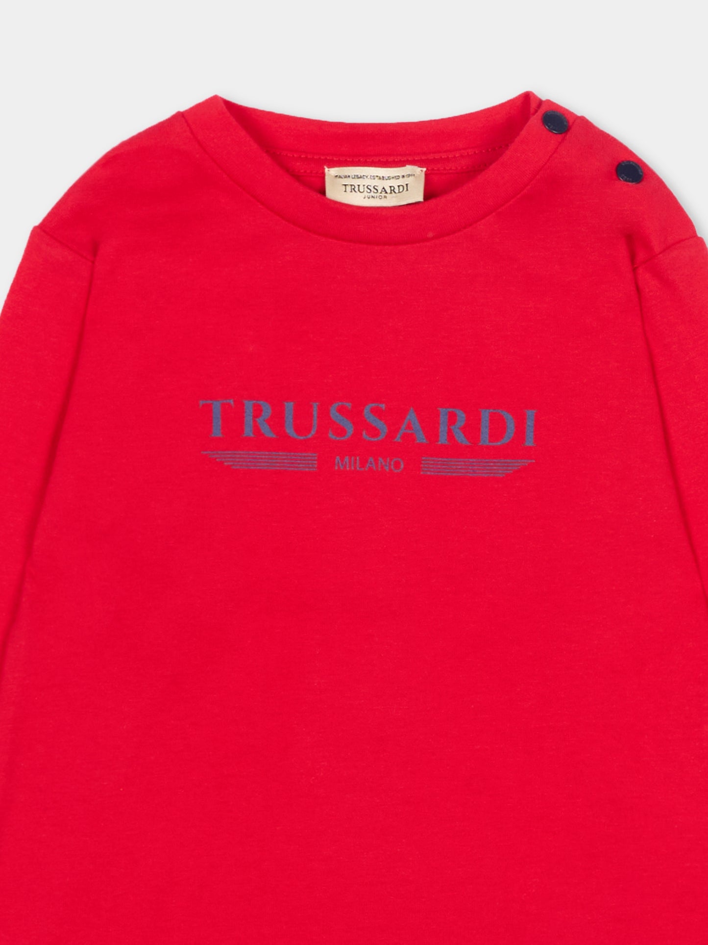 T-Shirt rossa per neonato con logo,Trussardi Junior,TIP26106TS RED LYCHEE
