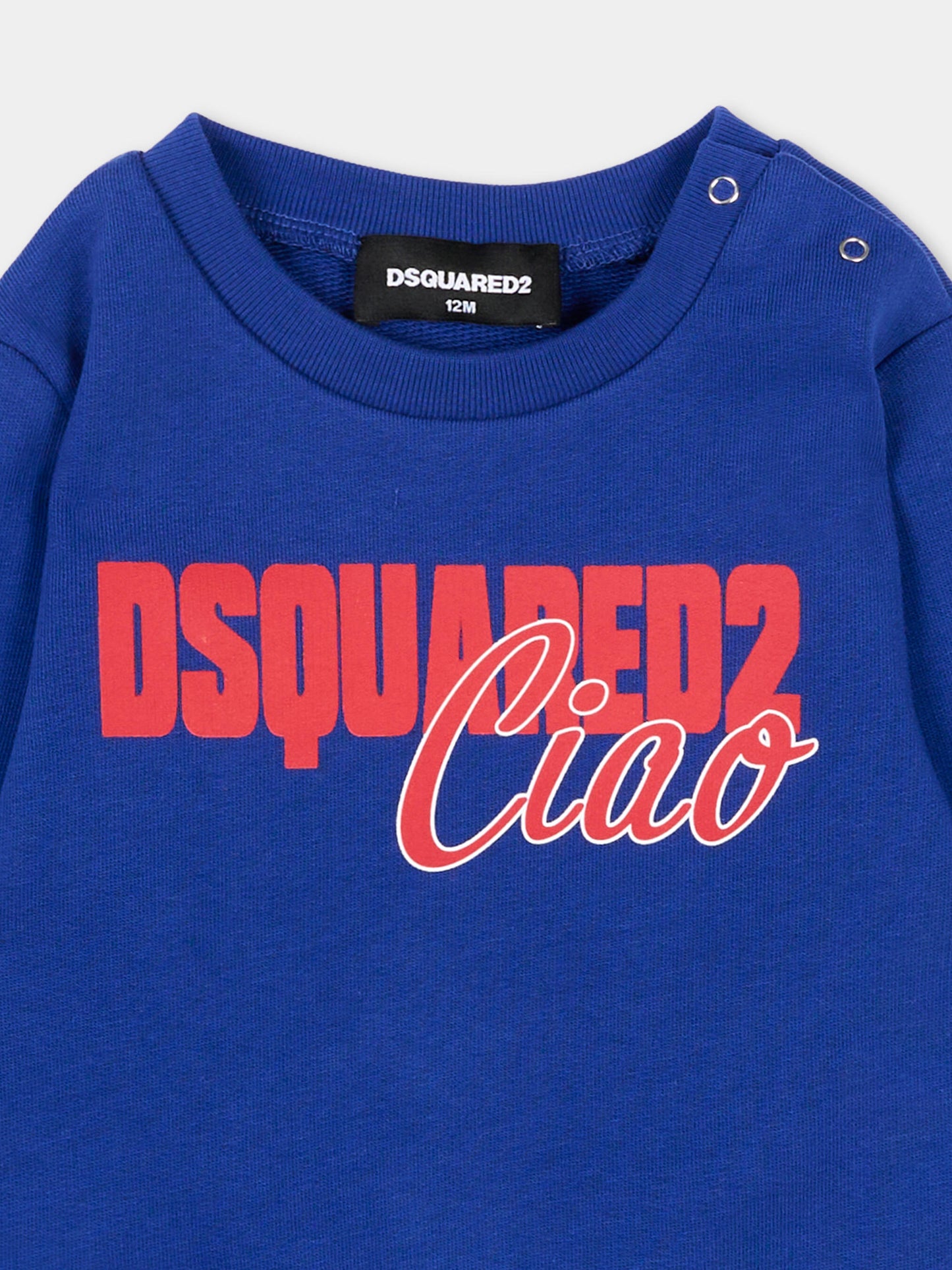 Felpa blu per neonati con logo,Dsquared2,DQ3372 D0AGW DQ879