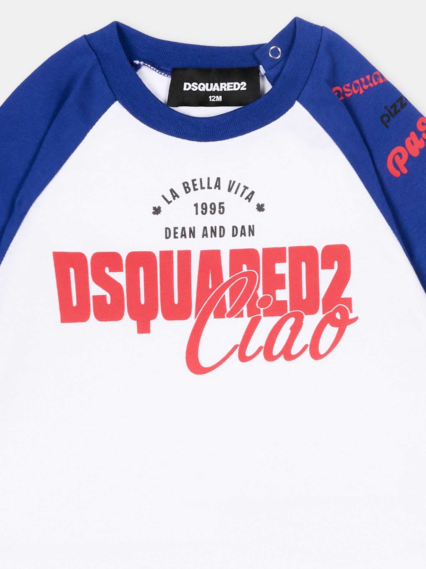 T-Shirt bianca per neonati con logo,Dsquared2,DQ3375 D00XM DQ879
