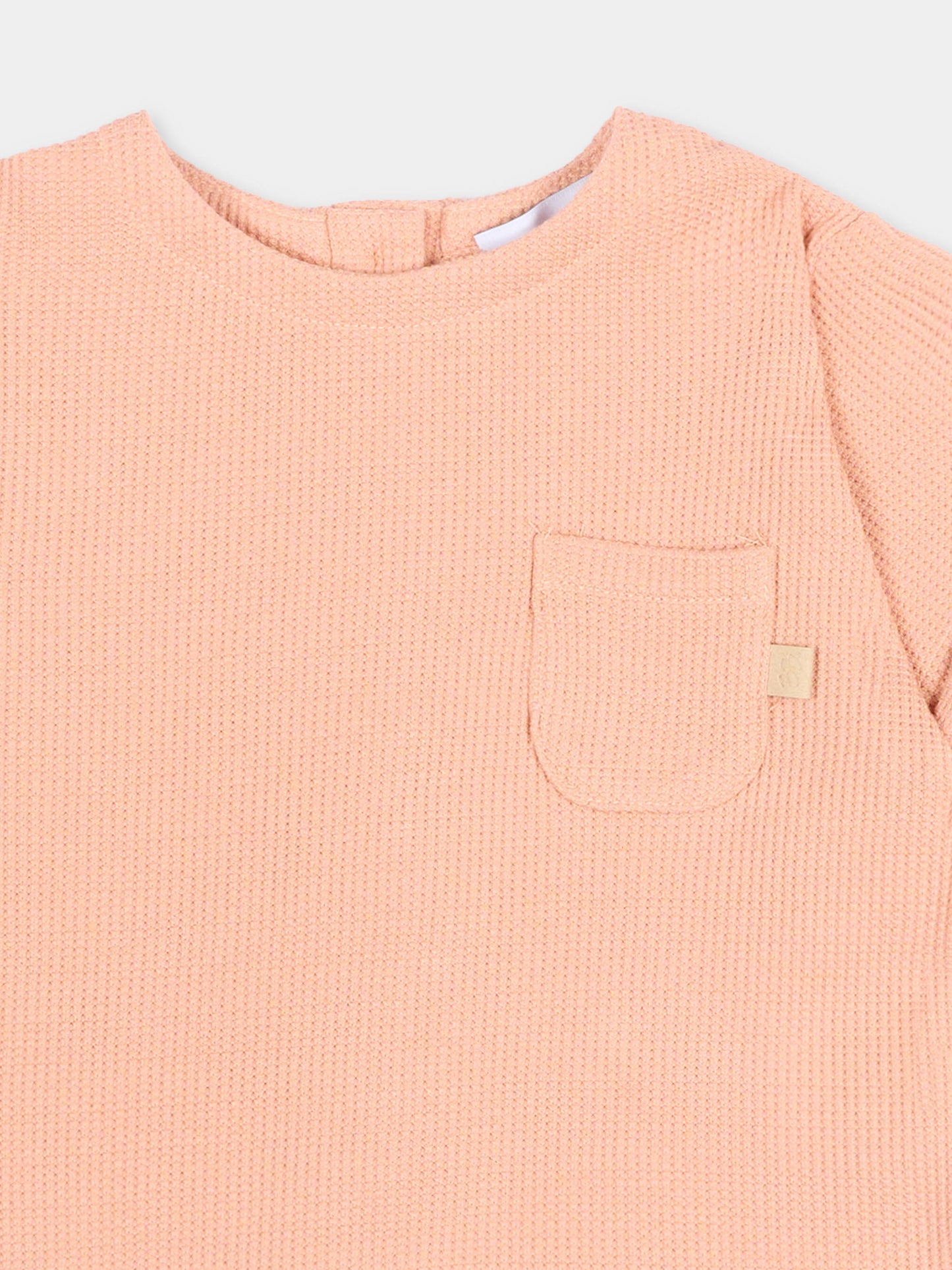 T-shirt rosa per neonata con taschino,Bamboom,1115TE00072 CORAL