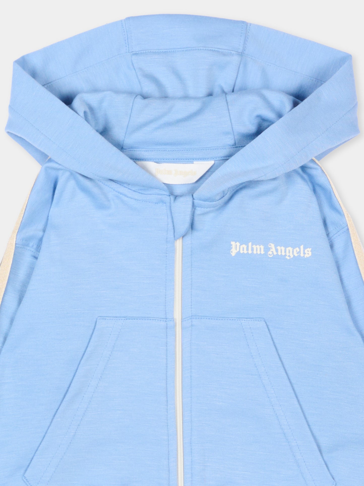 Felpa celeste per neonato con bande,Palm Angels,PB3X003S26FLE001 050