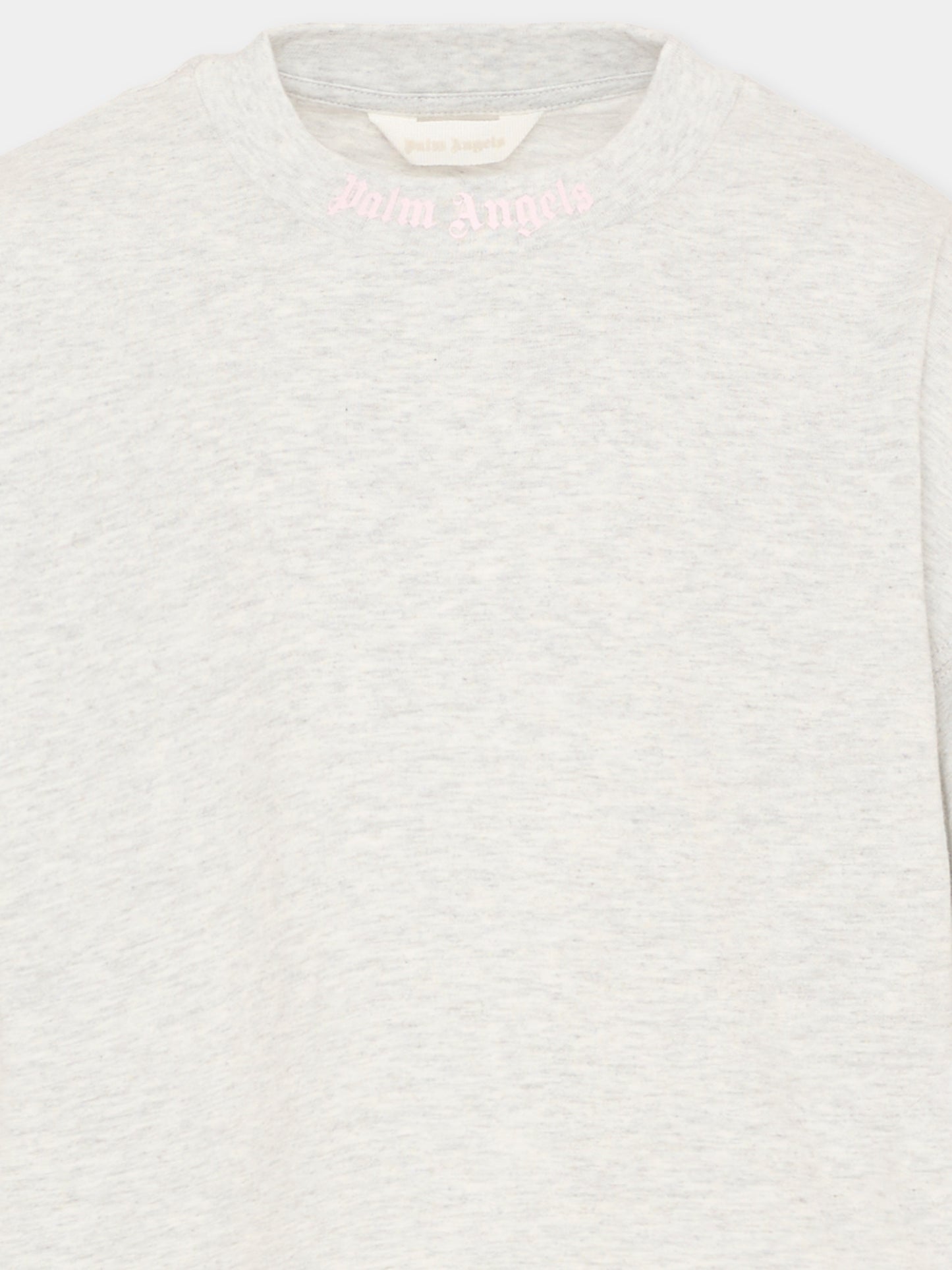 T-Shirt grigia per bambina con back-logo,Palm Angels,PGAA001S26JER001 101
