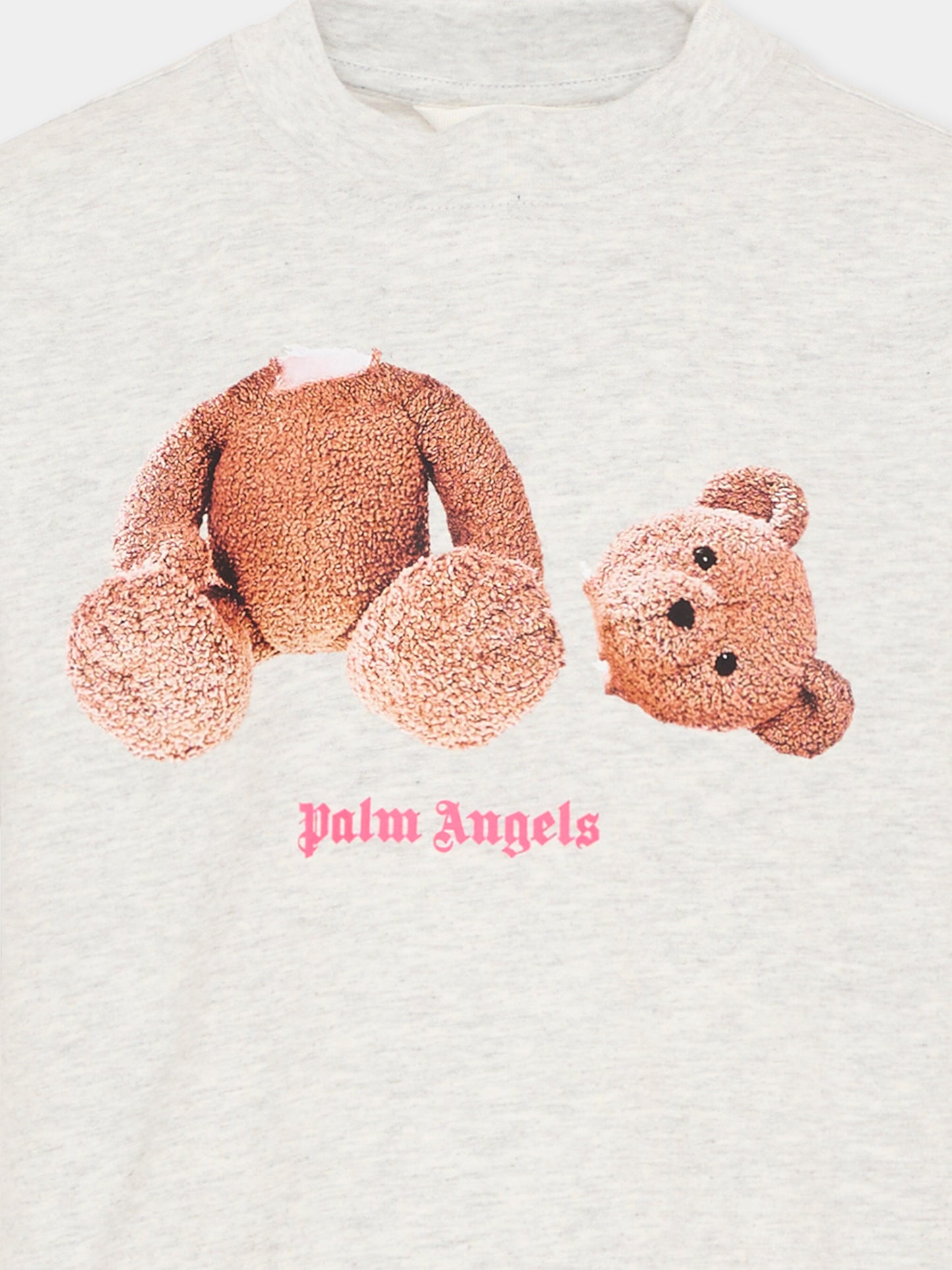 T-Shirt grigia per bambina con teddy bear,Palm Angels,PGAA002S26JER002 101
