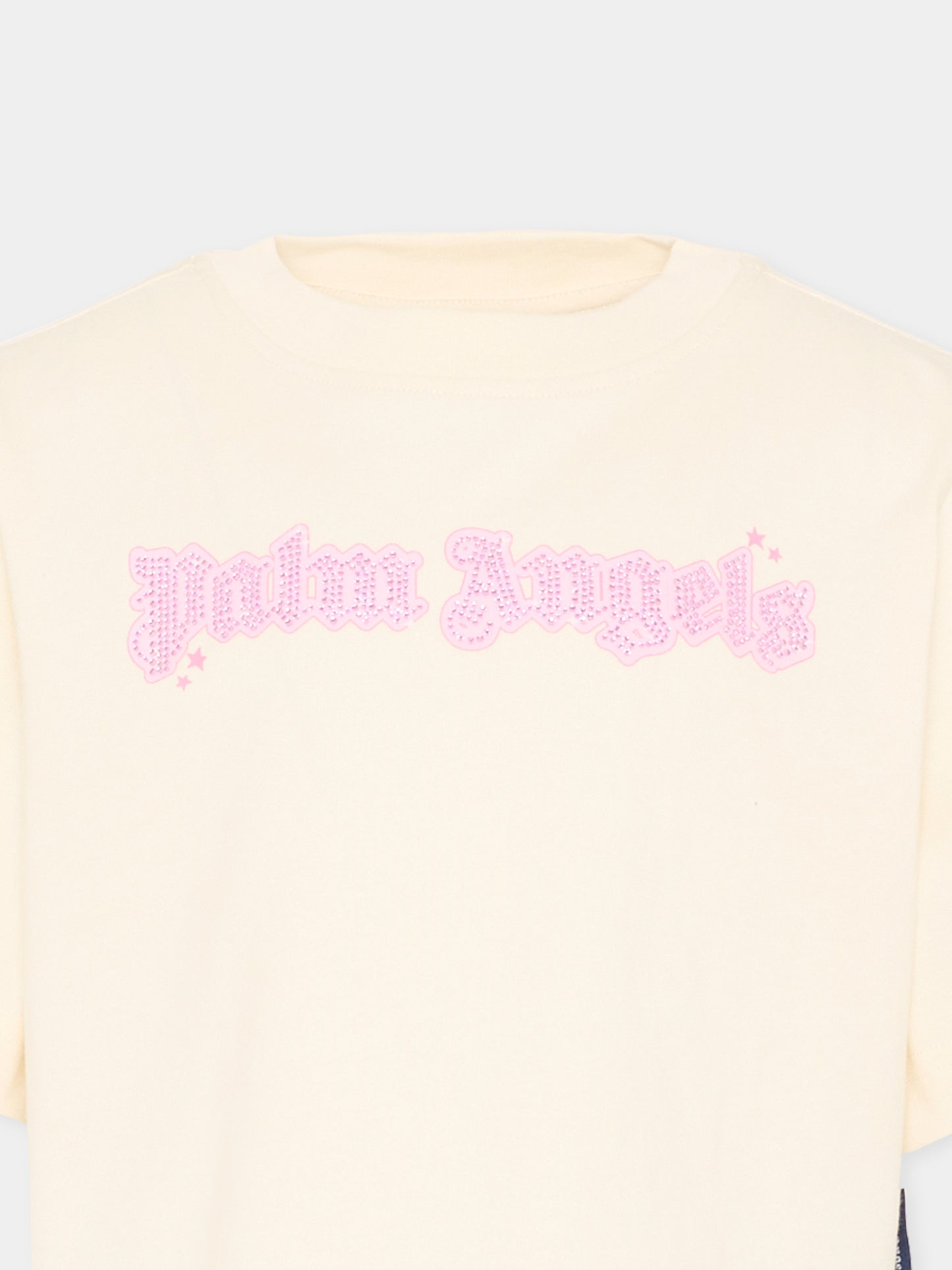 T-Shirt avorio Palm Angels per bambina,Palm Angels,PGAA004S26JER001 002