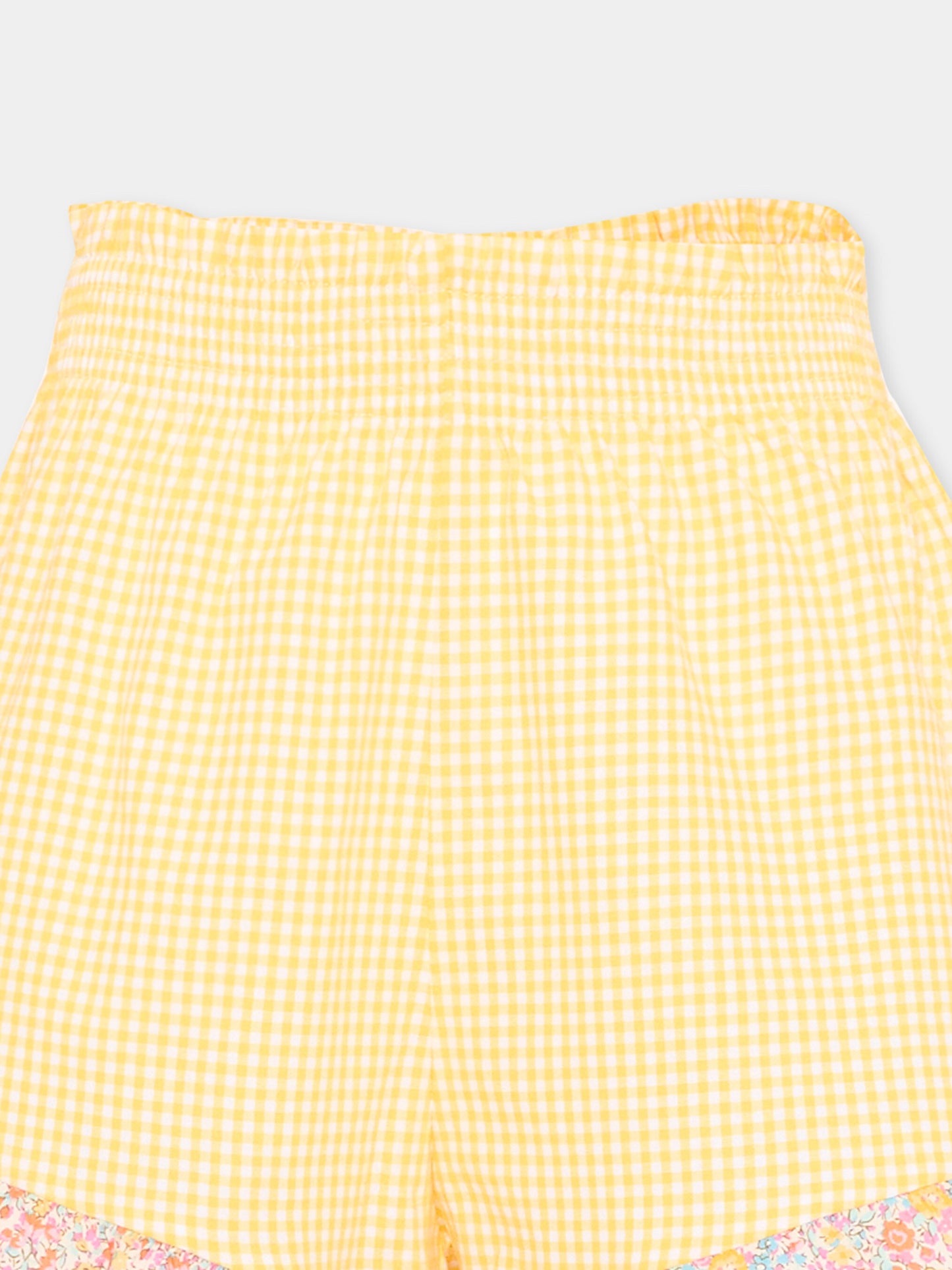 Shorts giallo vichy per bambina,Pesciolino Rosso,SHO07 PATCH S 186