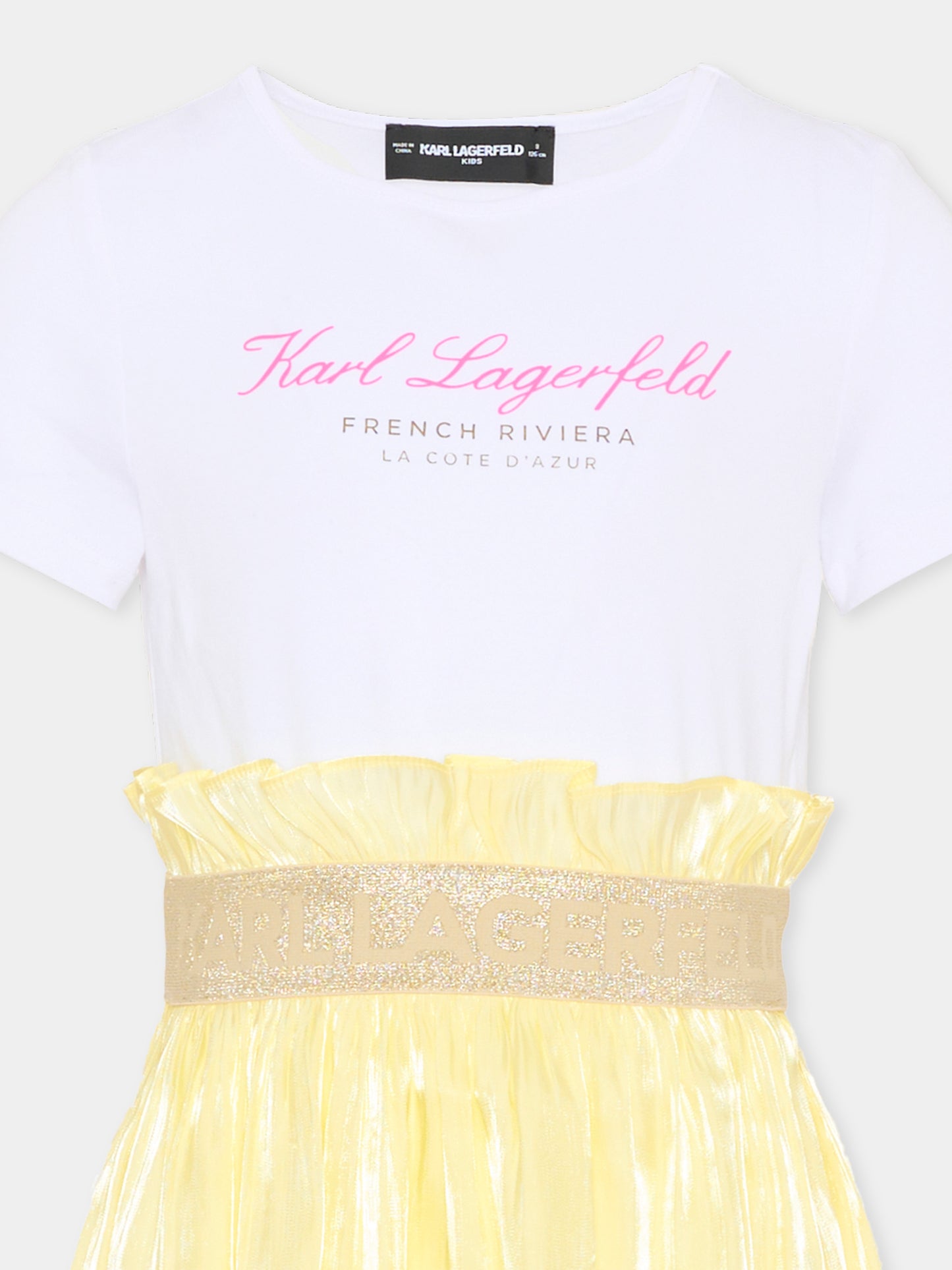 Vestito giallo per bambina con logo,Karl Lagerfeld Kids,Z31146 T01