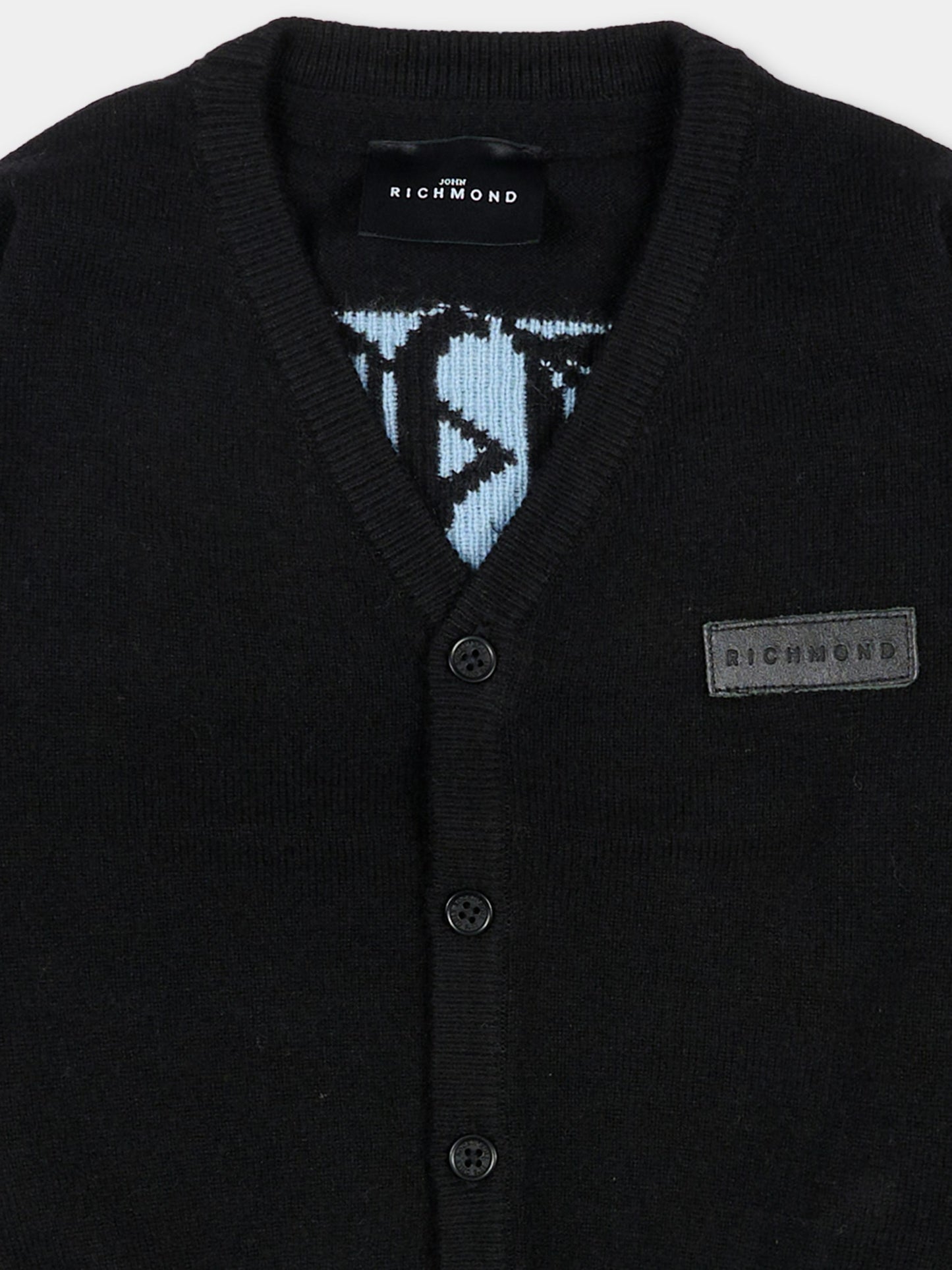Cardigan nero per neonato con logo,Richmond,RIA25010CD BLACK