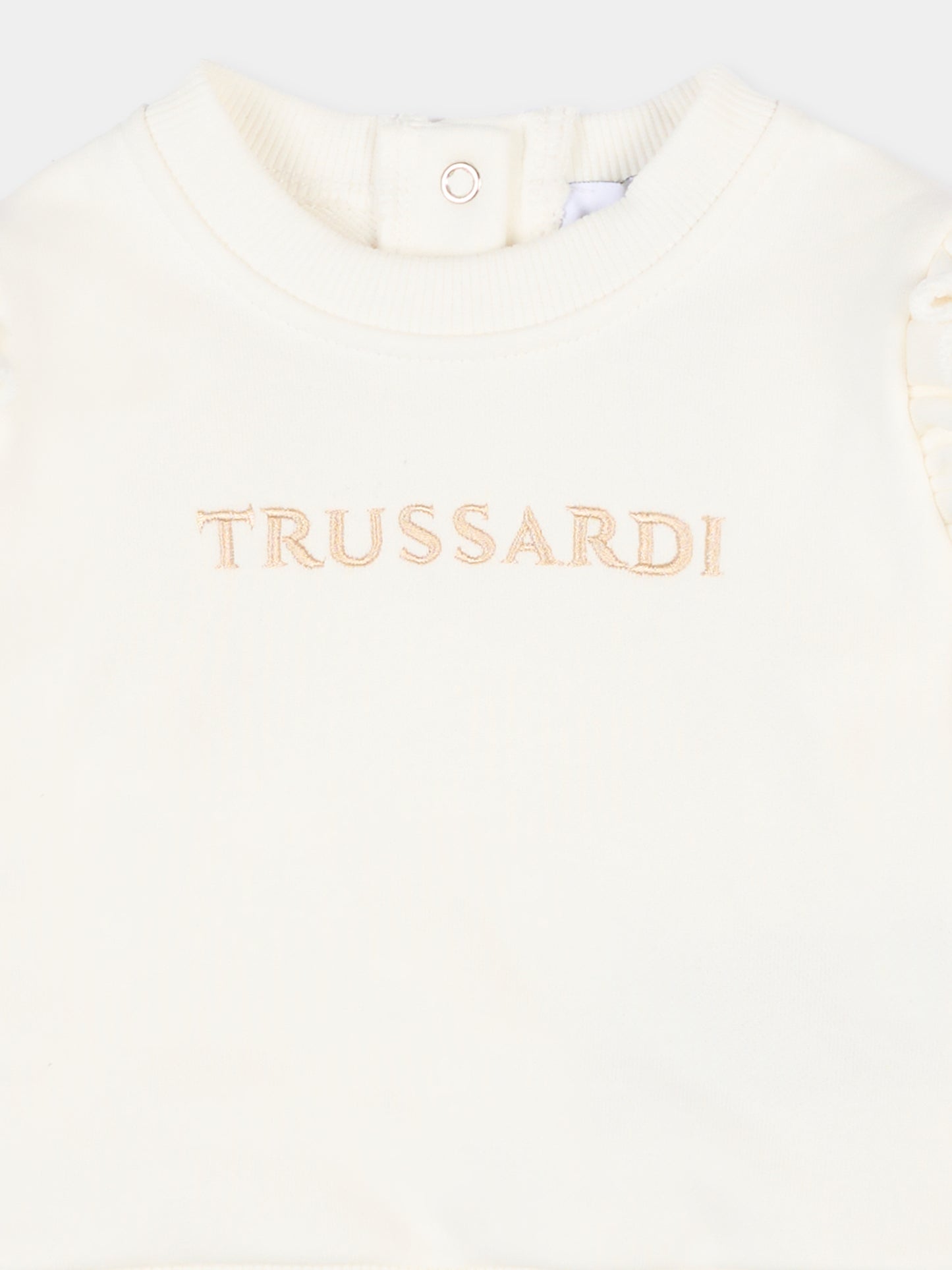 Felpa avorio per neonata con logo,Trussardi Junior,TIA25197FE GREY LIGHT