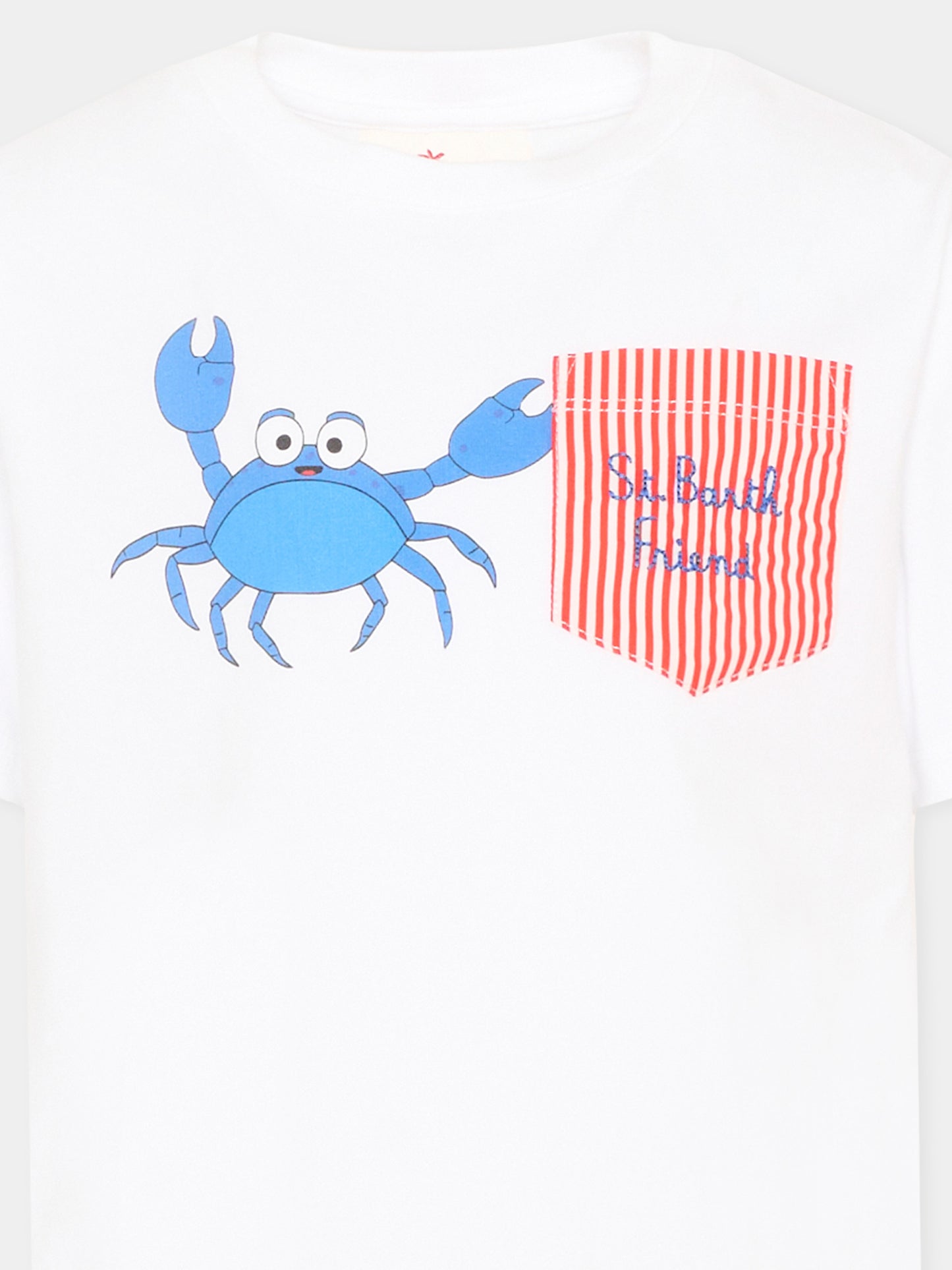 T-Shirt bianca Eddy per bambino con granchio,Mc2 Saint Barth,EDD0001 01945L