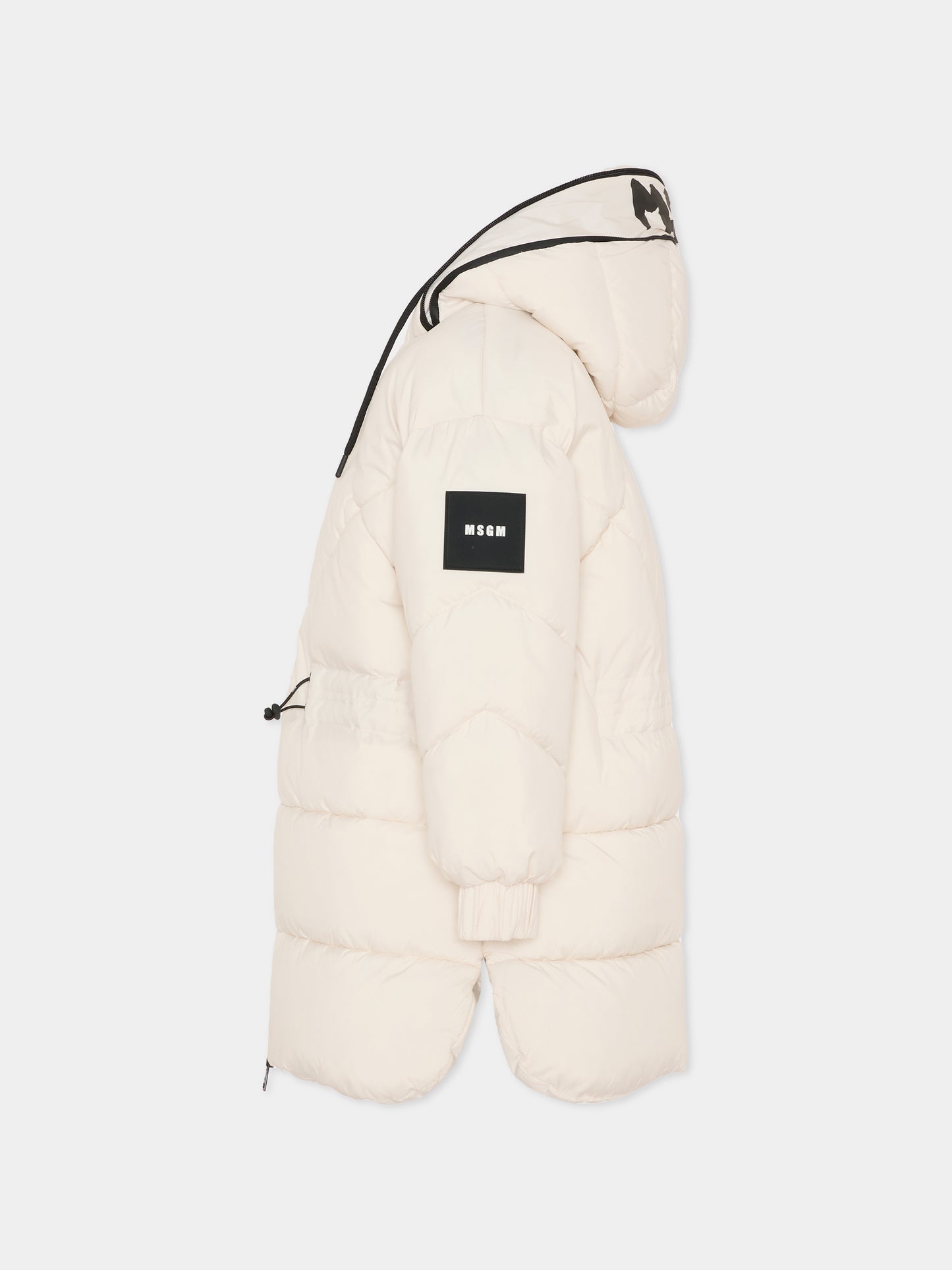 Piumino avorio per bambina con logo,Msgm Kids,F5MSJGPF005 013