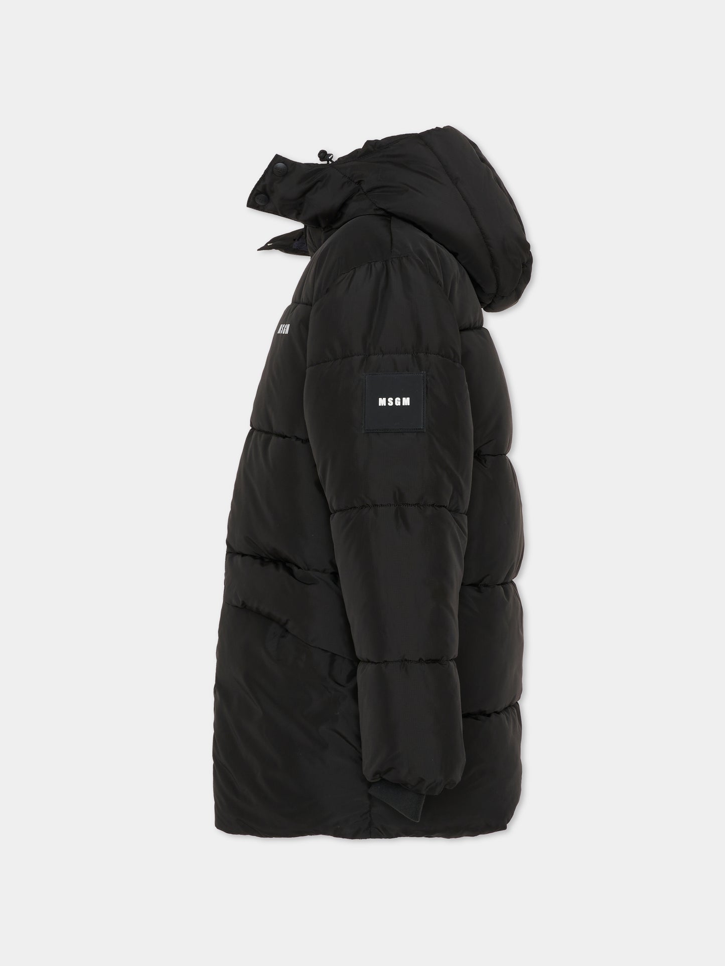 Piumino nero per bambini con logo,Msgm Kids,F5MSJUPF001 110