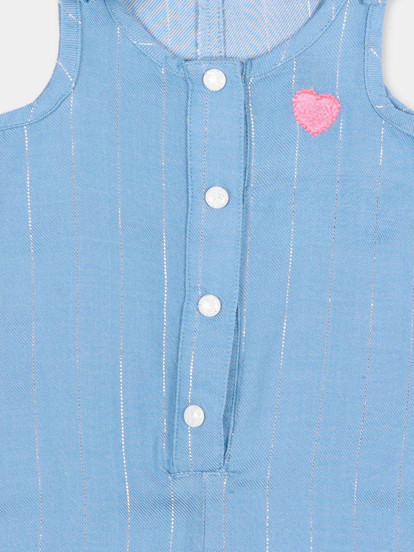 Lurex striped blue romper for Baby Girl