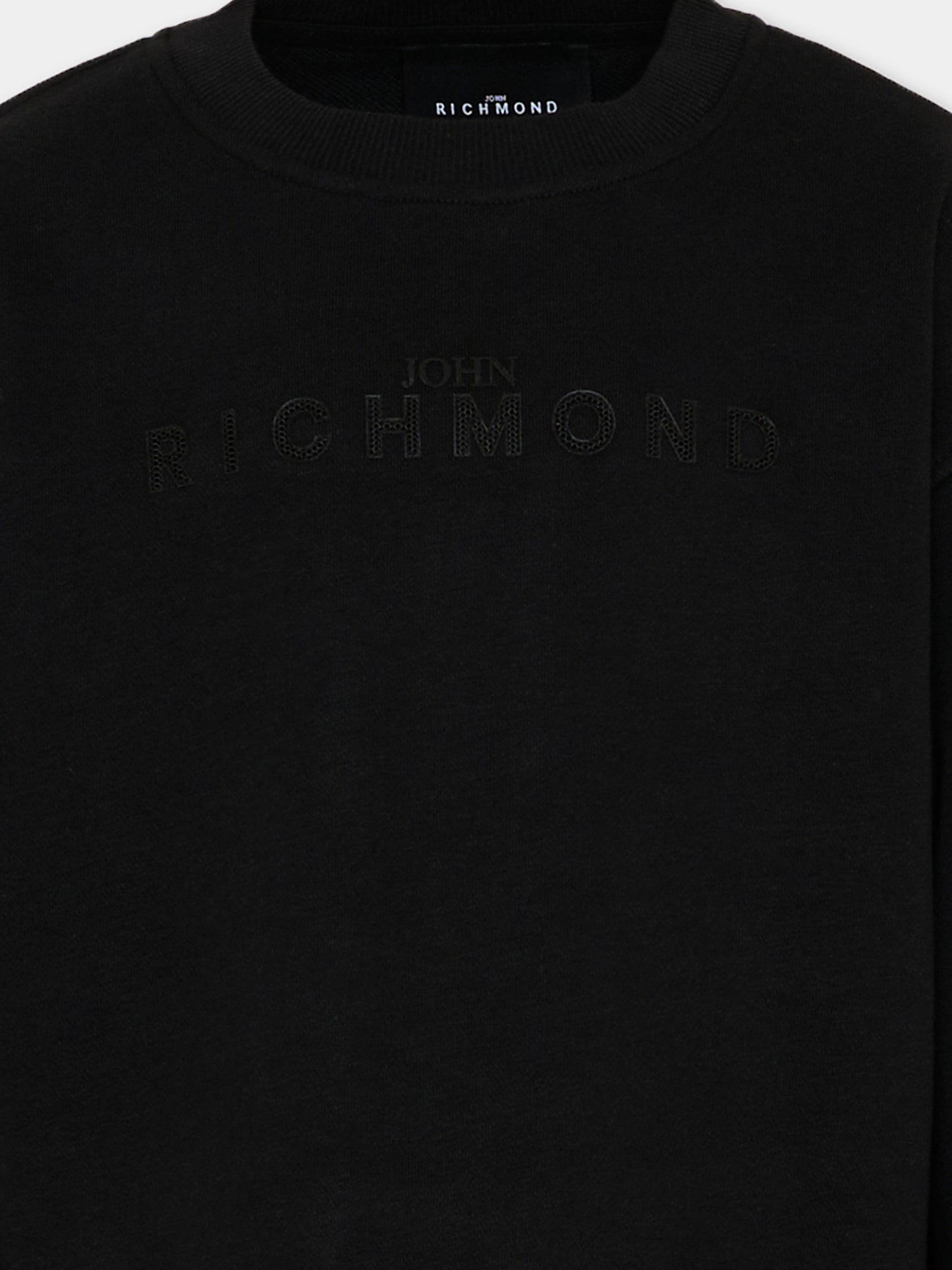 Felpa nero per bambina con logo,Richmond,RGP26010FE BLACK