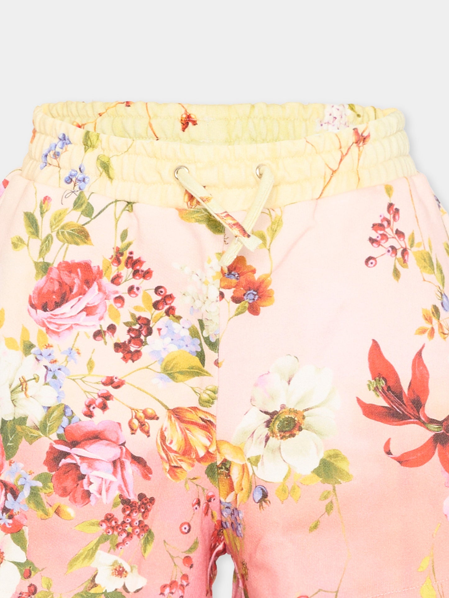 Shorts sportivi multicolor per bambina con Miami Flowers,Roberto Cavalli Kids,CGP26119SH MIAMI FLOWERS