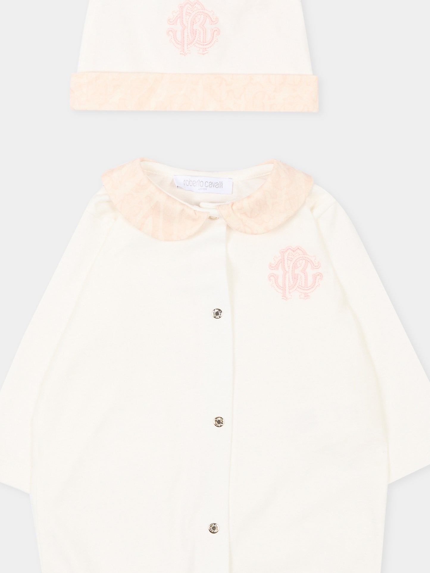 Set tutina rosa per neonata con monogram,Roberto Cavalli Kids,CLP26007TU PINK CRYSTAL ROSE