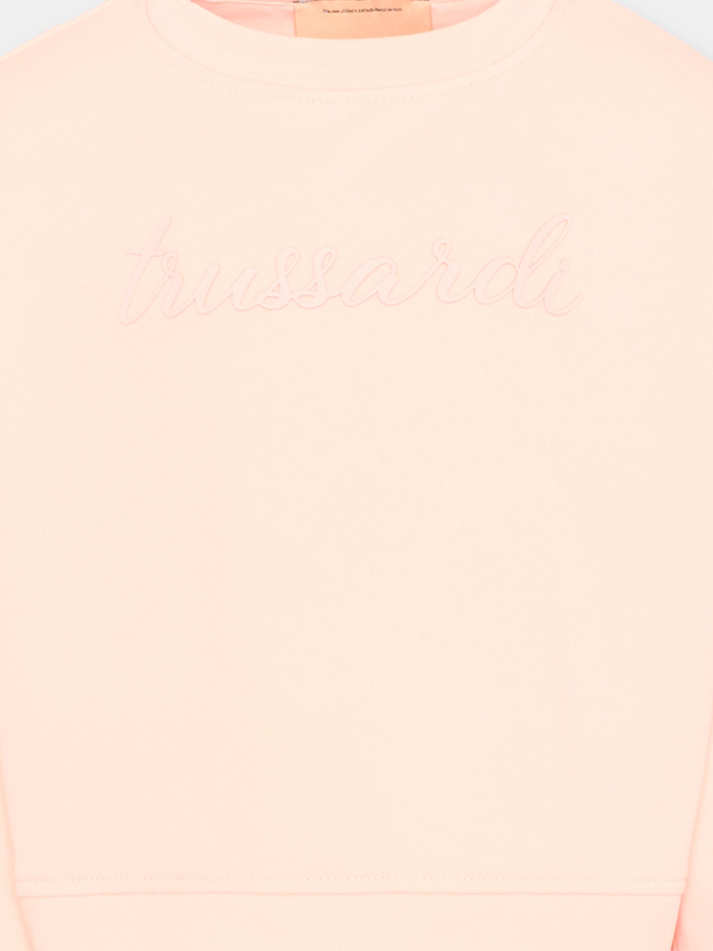 Felpa rosa per bambina con logo,Trussardi Junior,TGP26002FE PINK SCALLOP SHELL
