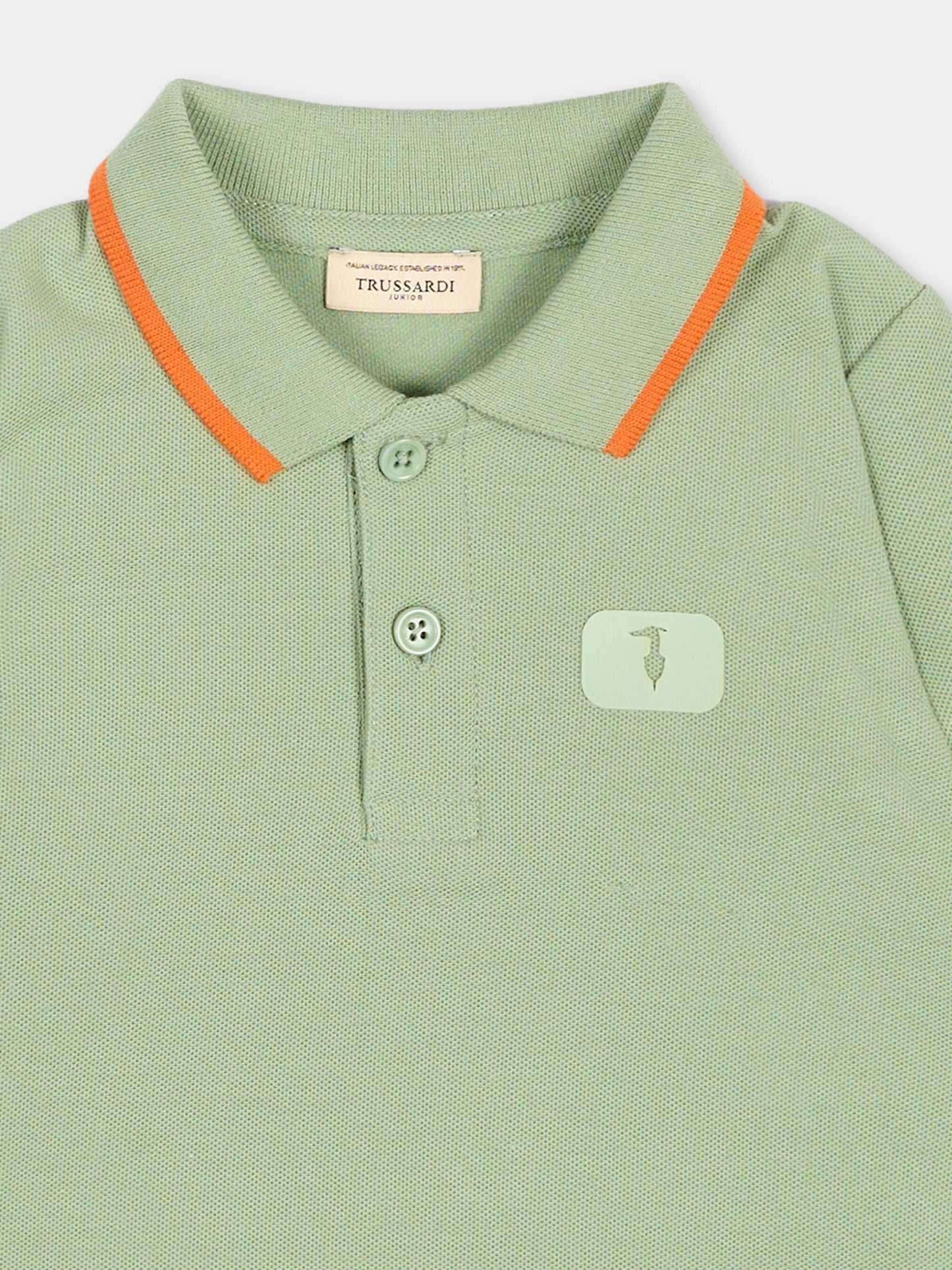 Polo verde per neonato con levriero,Trussardi Junior,TIP26045PO GREEN BASIL