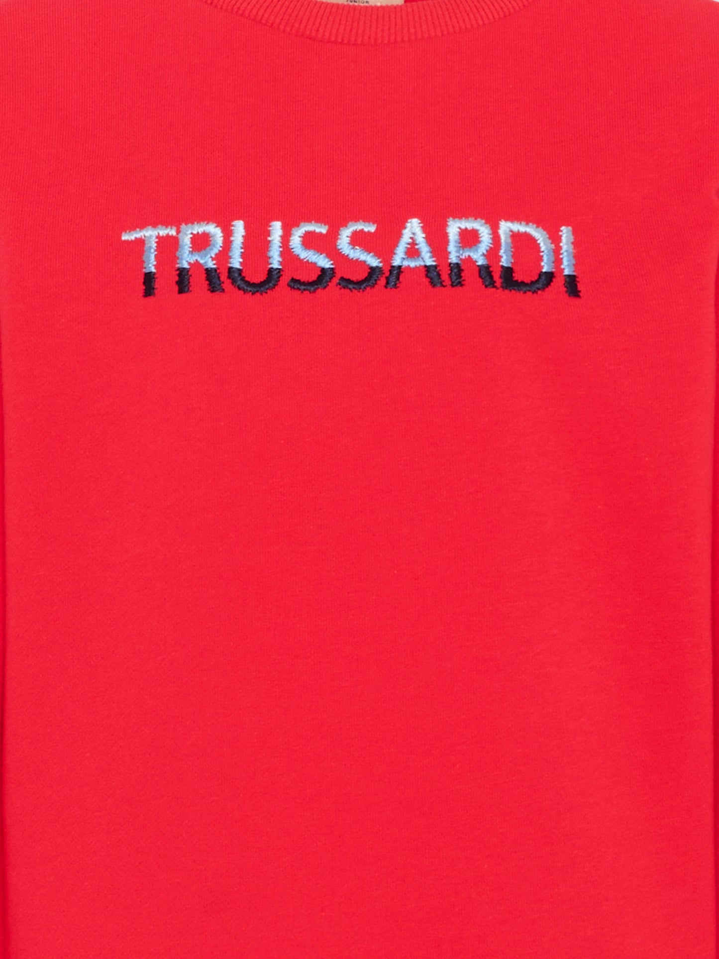 Felpa rossa per bambino con logo,Trussardi Junior,TIP26091FE RED LYCHEE