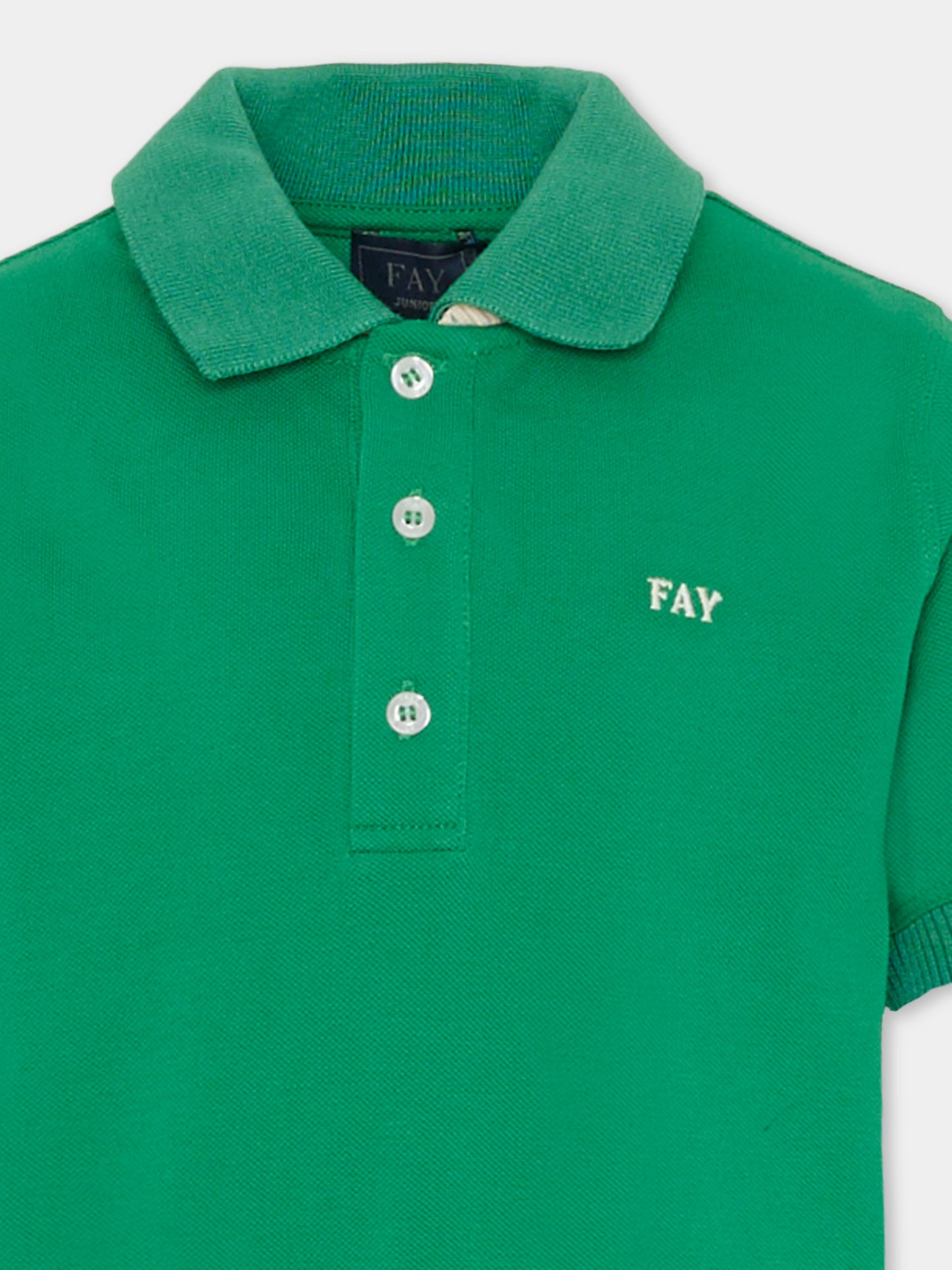 Polo verde per bambino con logo,Fay Kids,FU8P61 Z1834 715