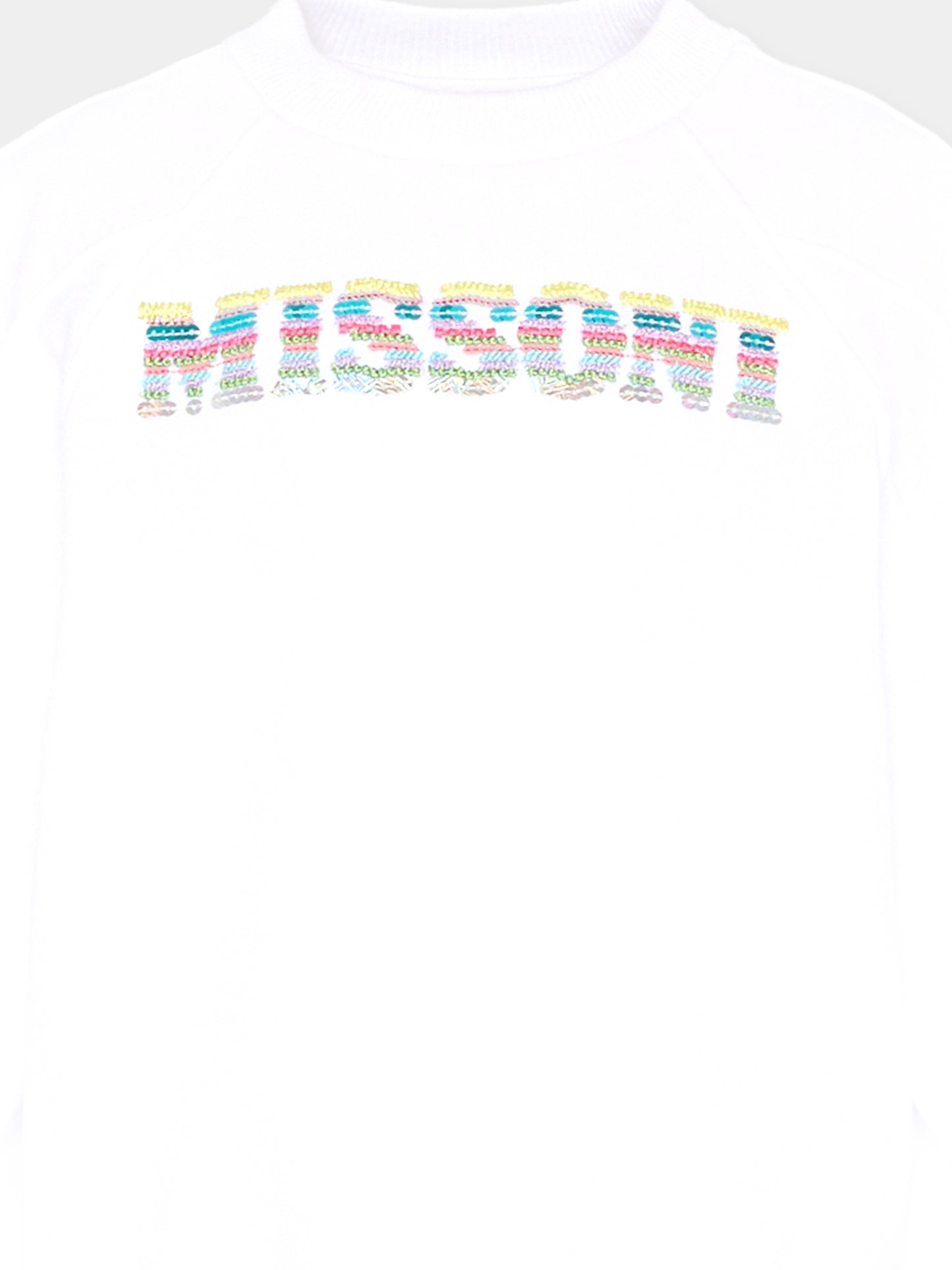 Felpa bianca per bambina con logo,Missoni,MU4A30 F0061 100