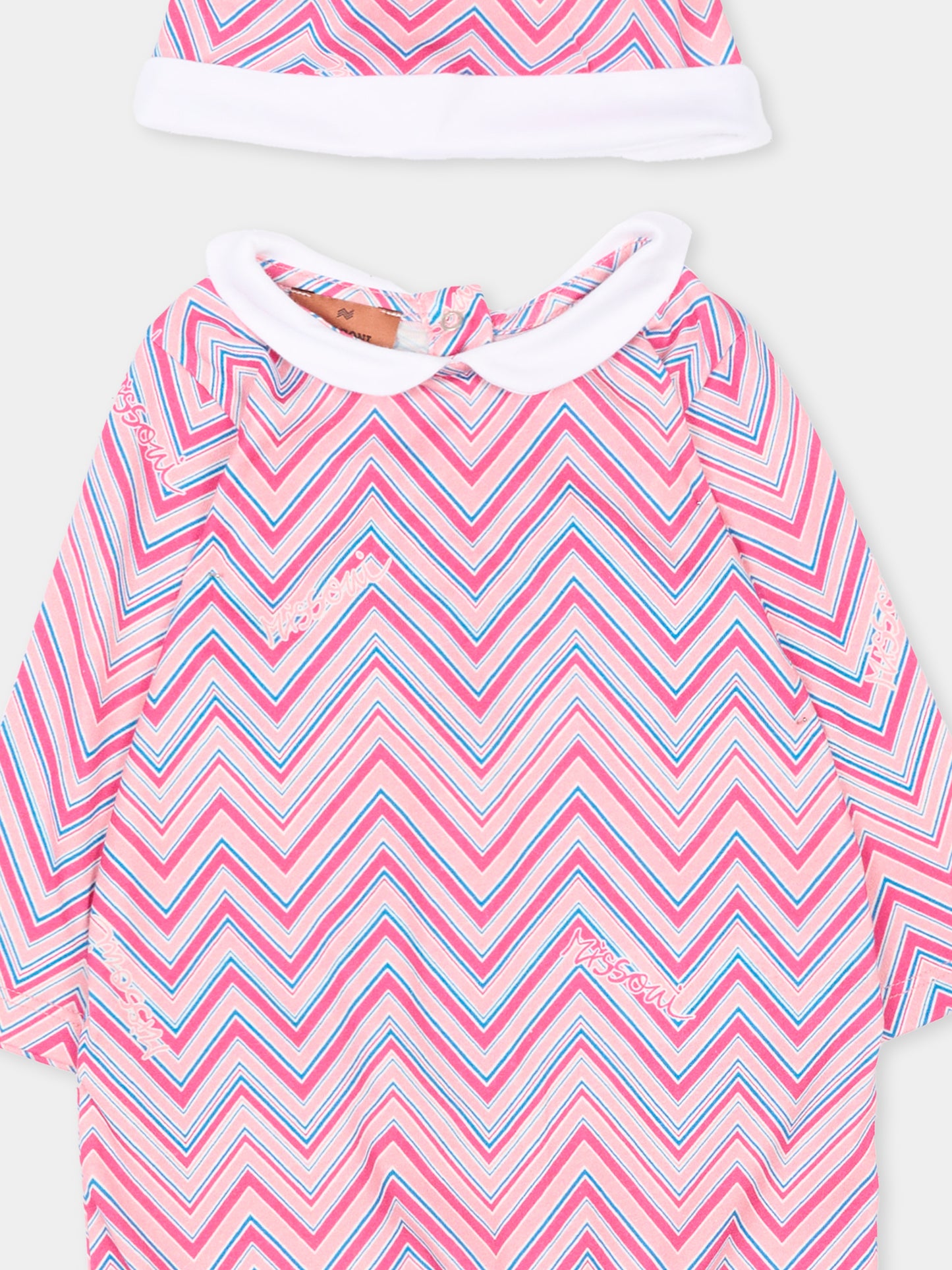 Completo rosa per neonata con motivo chevron,Missoni,MUB510 Z1904 513MC