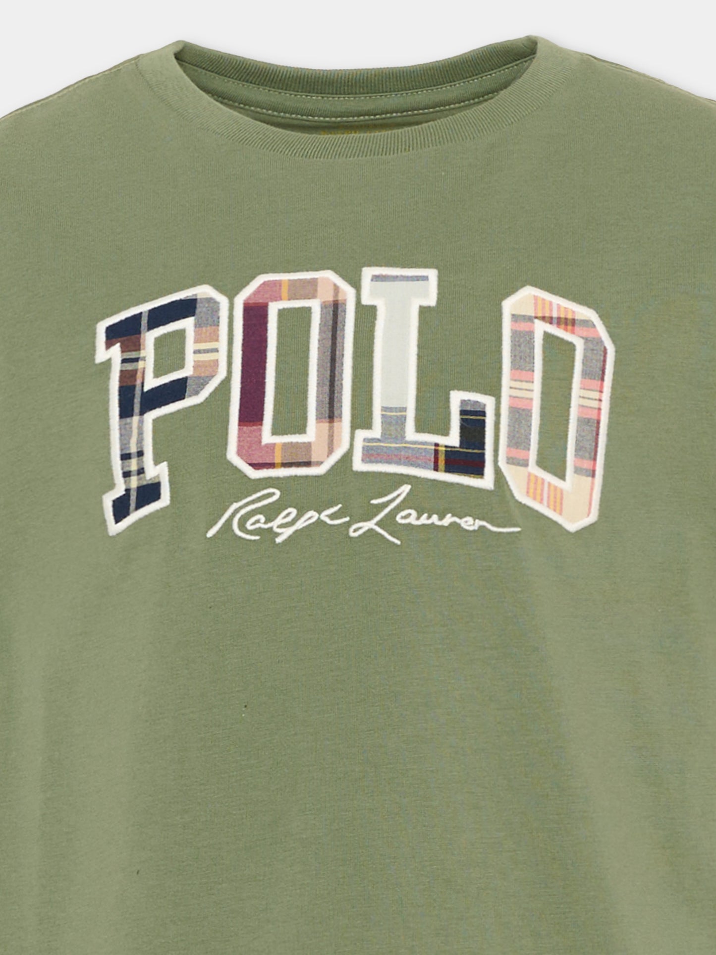 T-Shirt verde per bambina con logo,Ralph Lauren Kids,B18474001