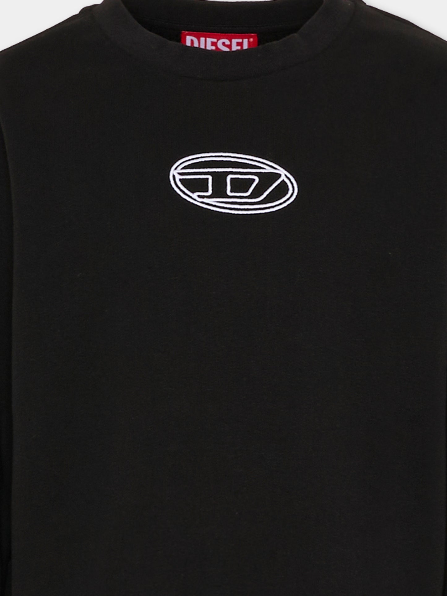 Felpa nera per bambina con logo bianco,Diesel,J02417-KYAX3-K900