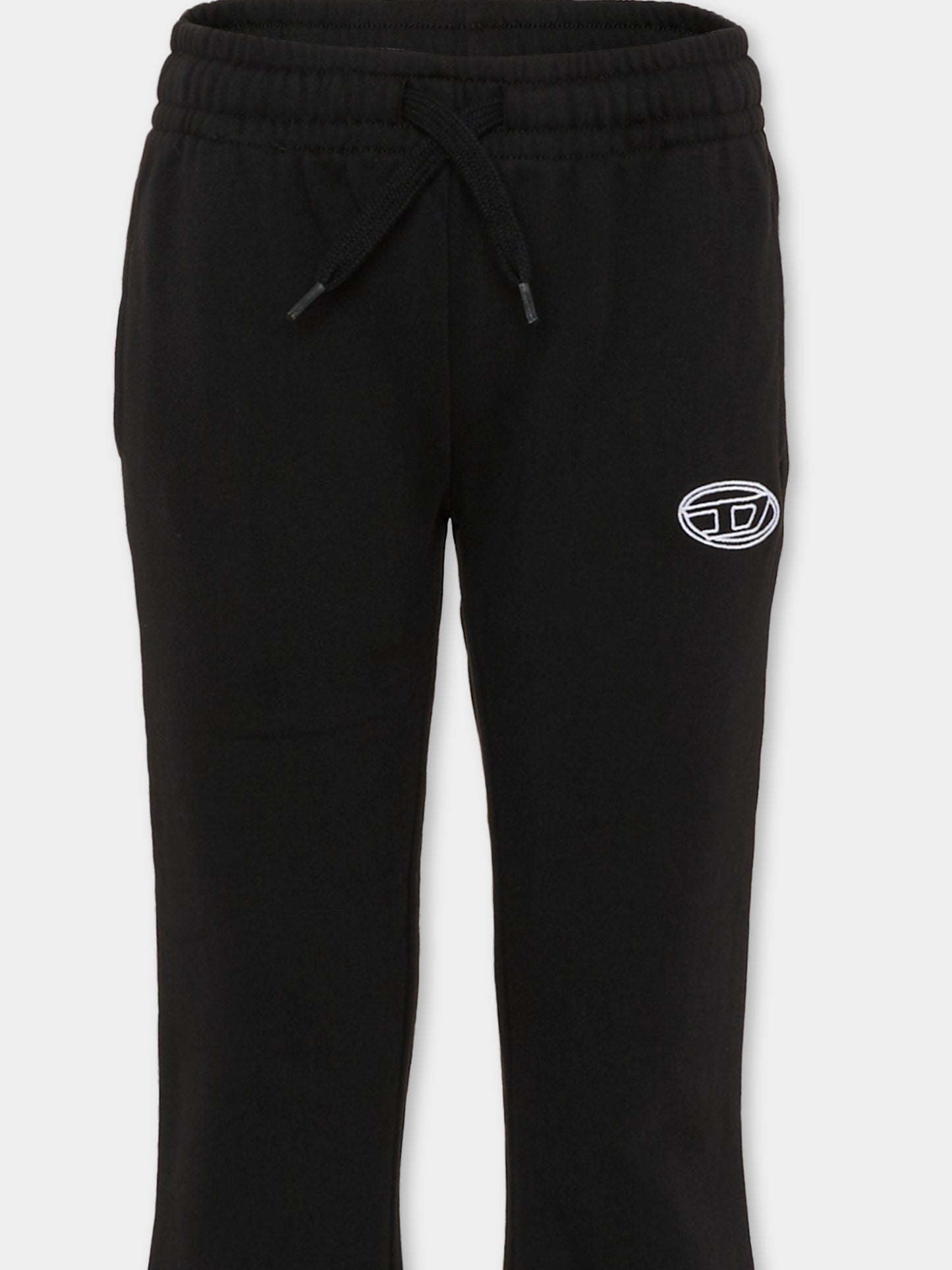 Pantaloni neri per bambina con logo bianco,Diesel,J02419-KYAX3-K900