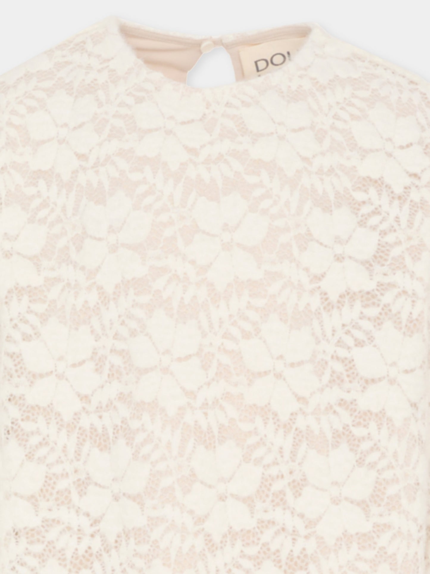 Camicia avorio per bambina con motivo floreale,Douuod Kids,DX5A70 U0237 101